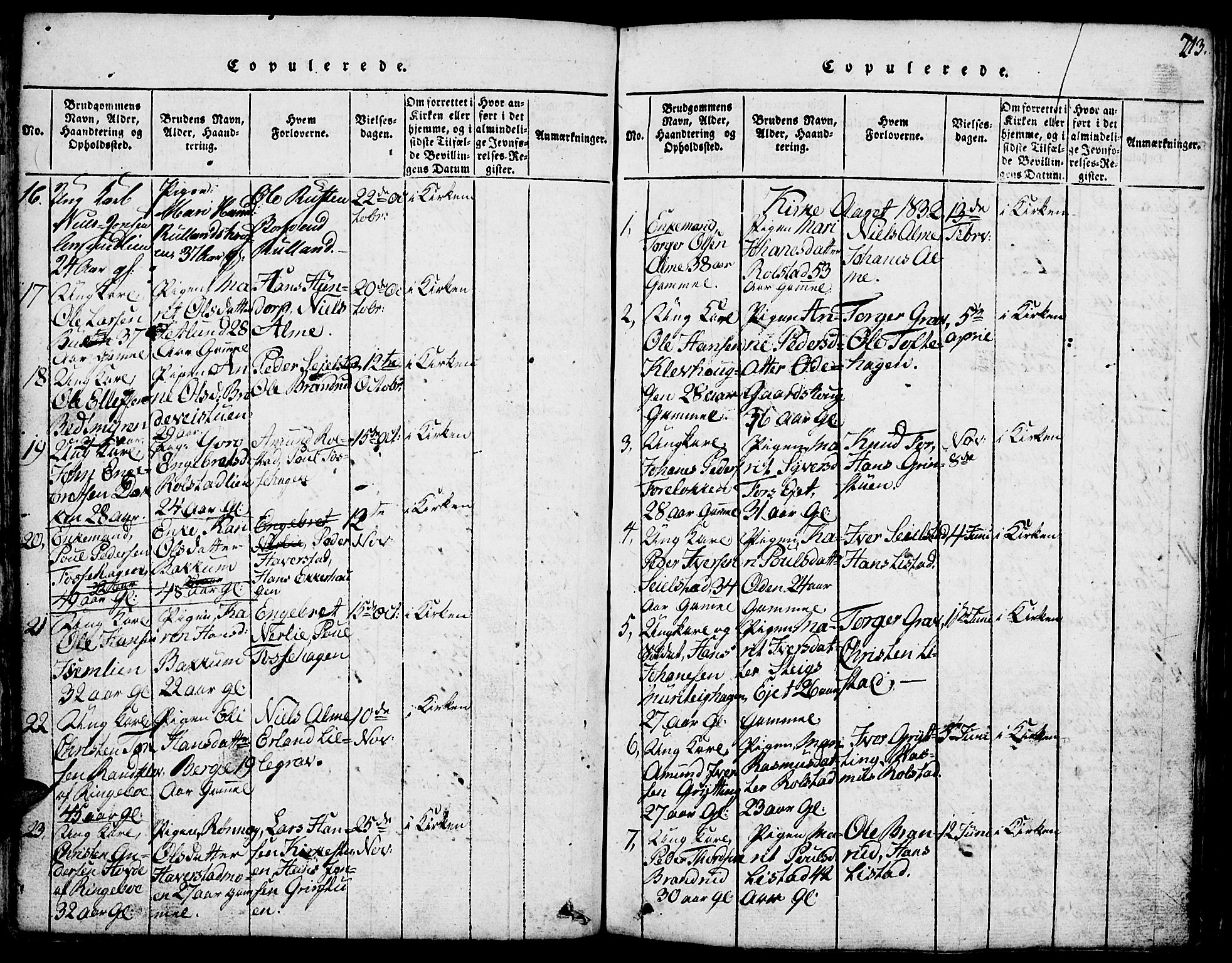 Fron prestekontor, SAH/PREST-078/H/Ha/Hab/L0001: Parish register (copy) no. 1, 1816-1843, p. 213
