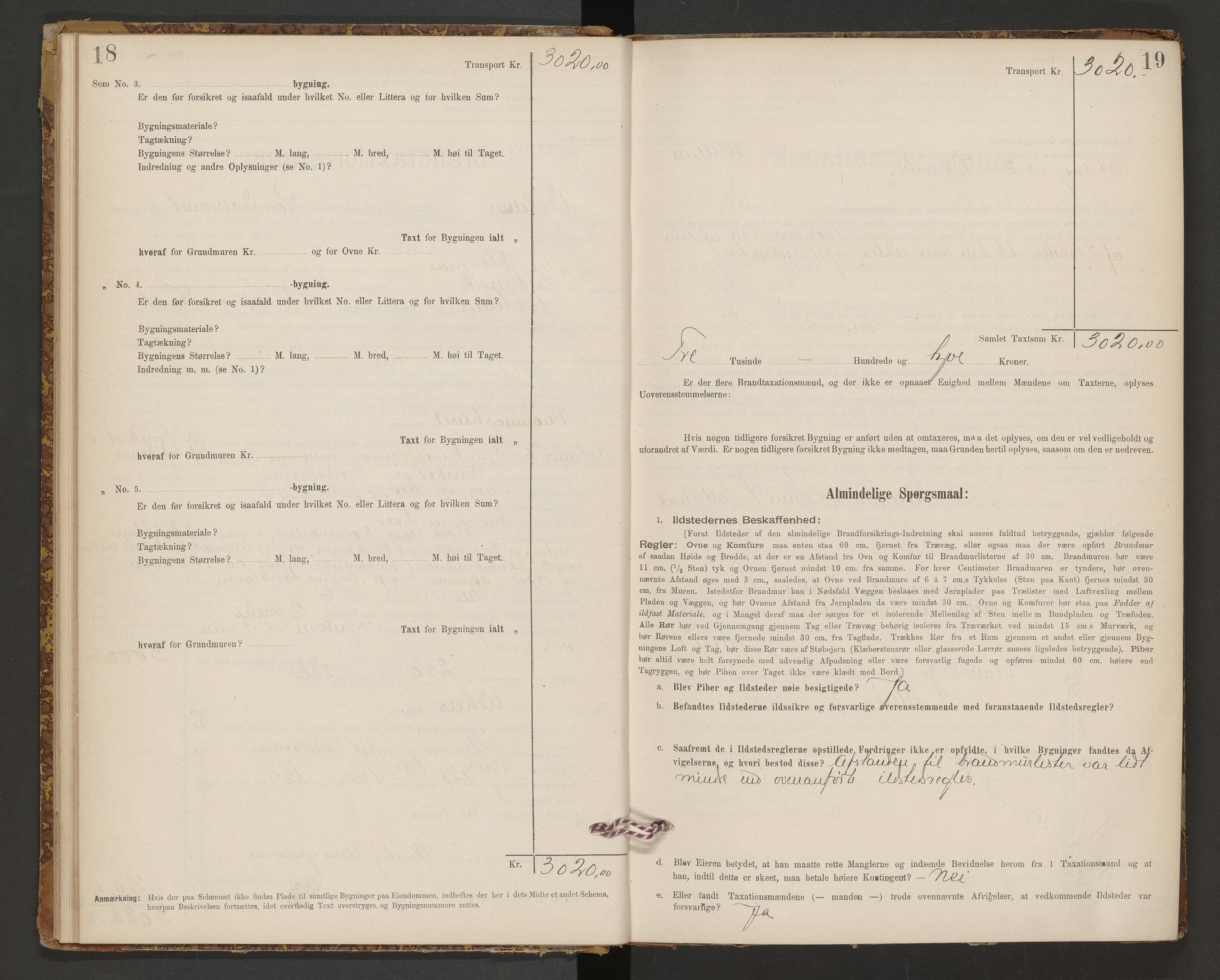 Norges Brannkasse Volda, AV/SAT-A-5488/F/Fb/L0001: Branntakstprotokoll, 1905-1944, p. 18-19