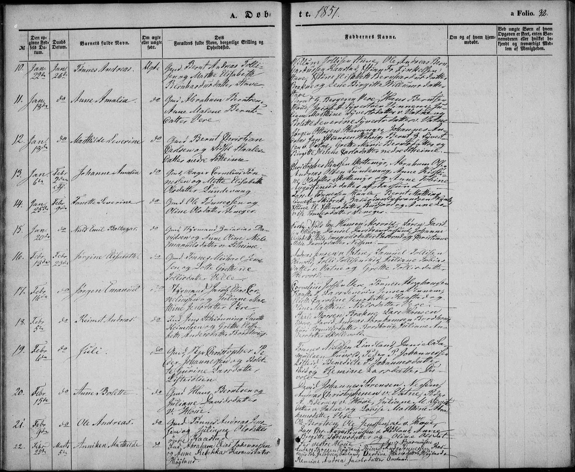 Lista sokneprestkontor, AV/SAK-1111-0027/F/Fb/L0002: Parish register (copy) no. B 2, 1847-1862, p. 32