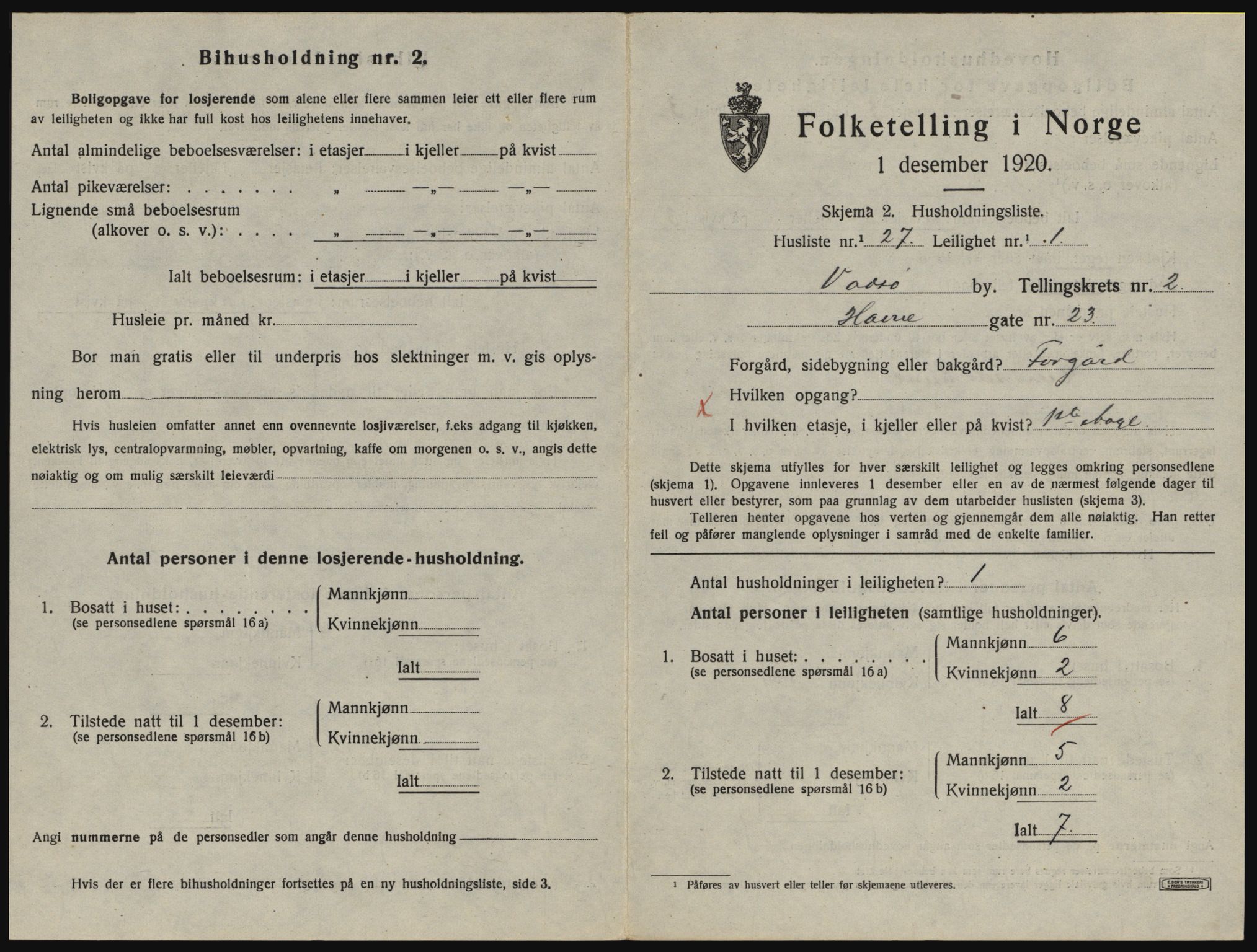 SATØ, 1920 census for Vadsø, 1920, p. 1034