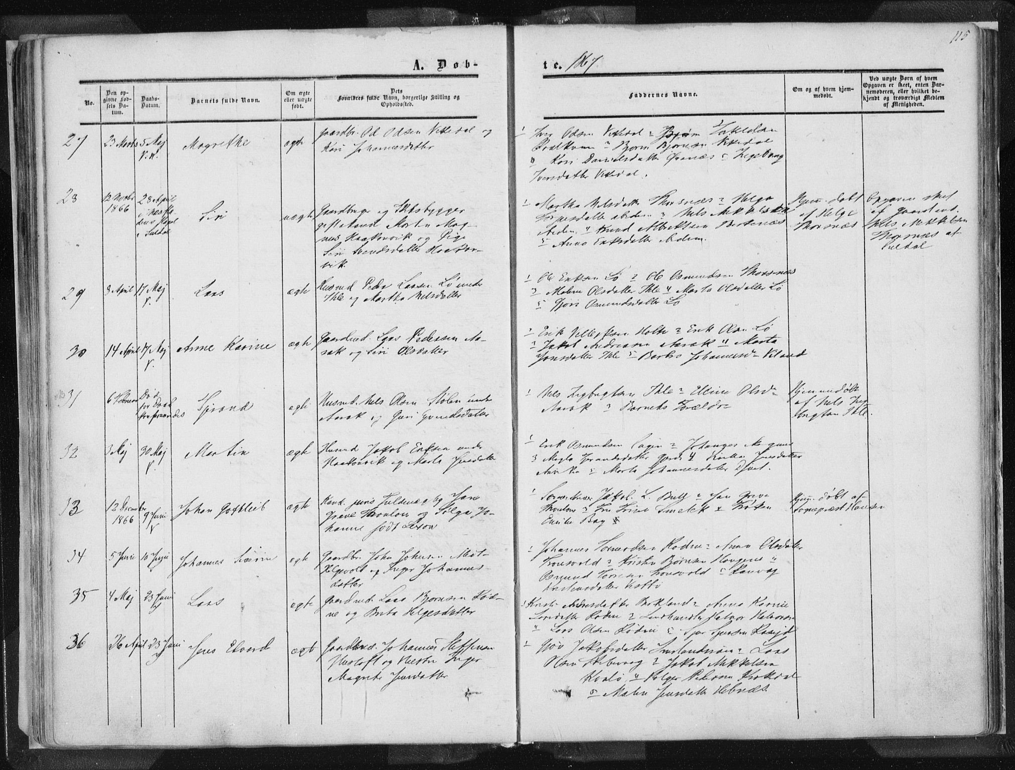 Vikedal sokneprestkontor, AV/SAST-A-101840/01/IV: Parish register (official) no. A 6.1, 1851-1867, p. 115