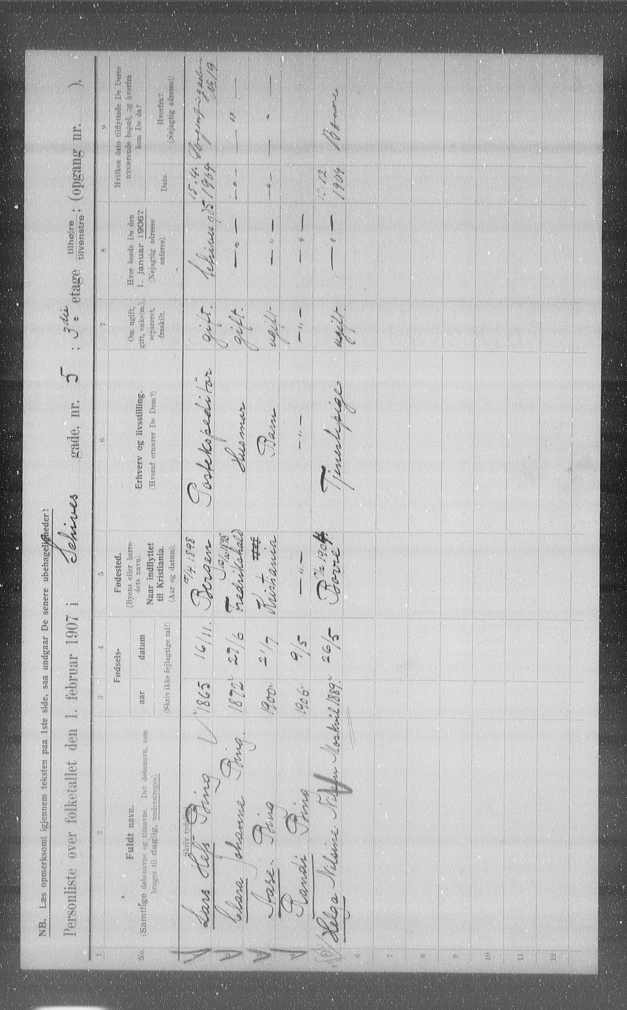 OBA, Municipal Census 1907 for Kristiania, 1907, p. 45827