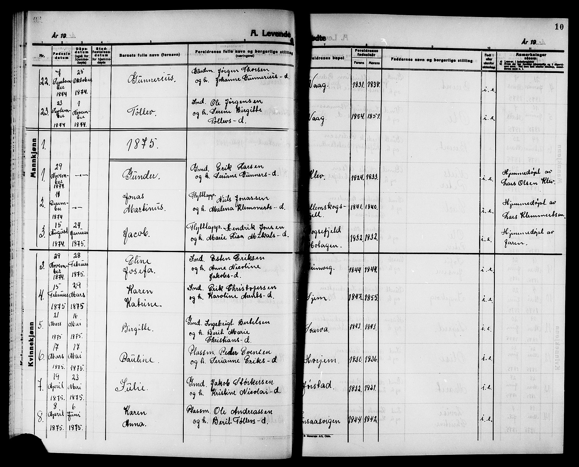 Ministerialprotokoller, klokkerbøker og fødselsregistre - Nord-Trøndelag, AV/SAT-A-1458/749/L0486: Parish register (official) no. 749D02, 1873-1887, p. 10