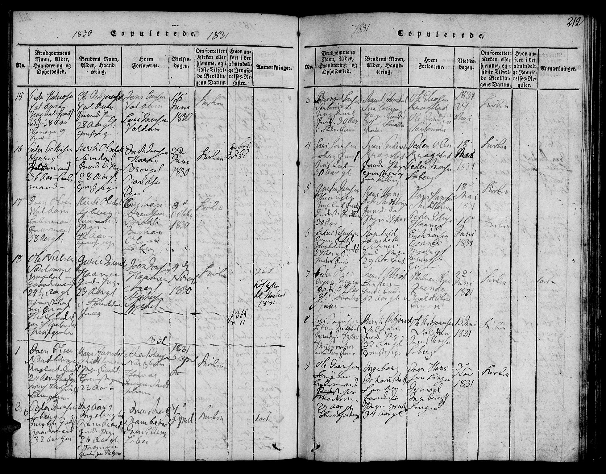 Ministerialprotokoller, klokkerbøker og fødselsregistre - Sør-Trøndelag, SAT/A-1456/692/L1102: Parish register (official) no. 692A02, 1816-1842, p. 212
