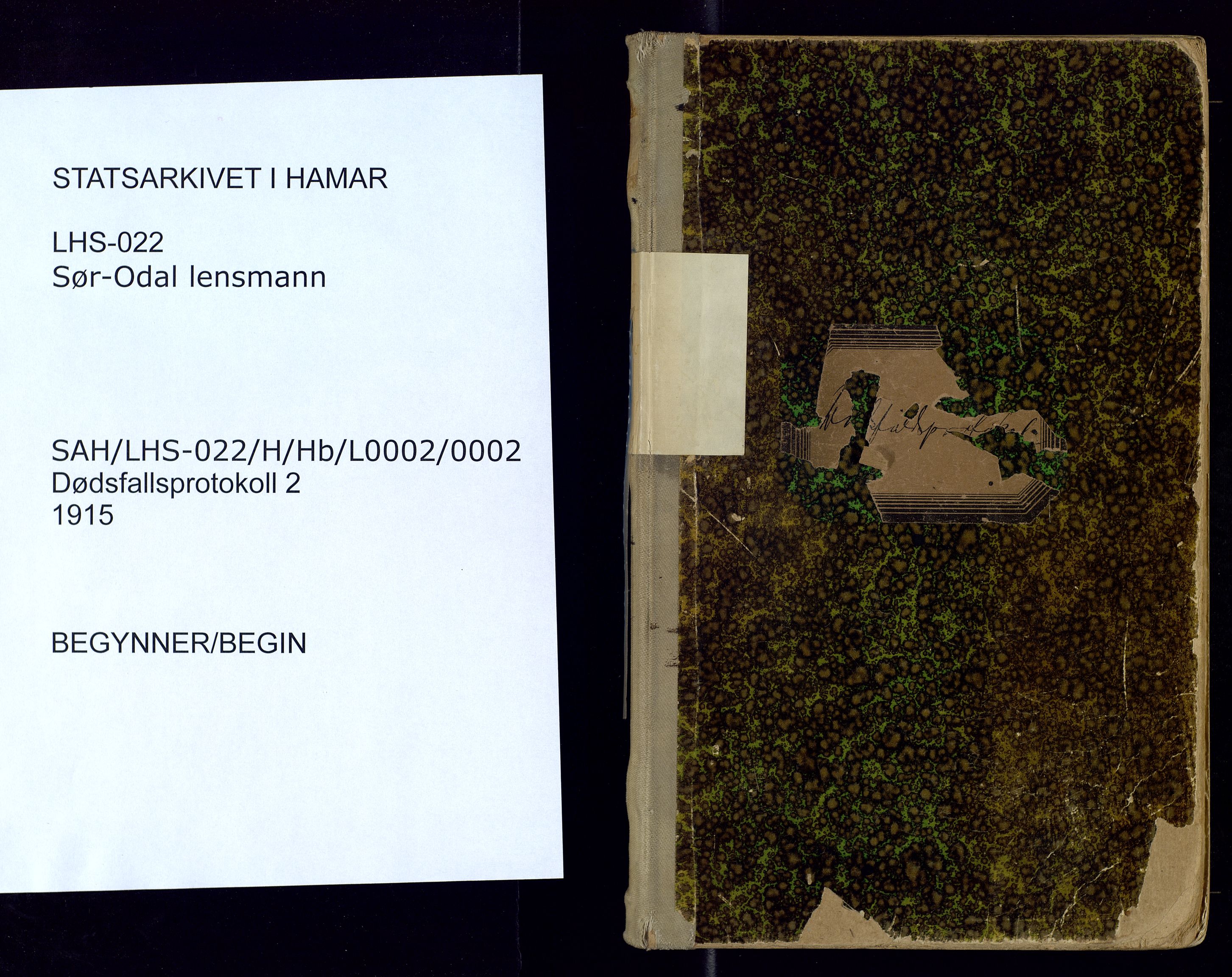 Sør-Odal lensmannskontor, SAH/LHS-022/H/Hb/L0002/0002: Protokoller over anmeldte dødsfall / Protokoll over anmeldte dødsfall, 1915-1921