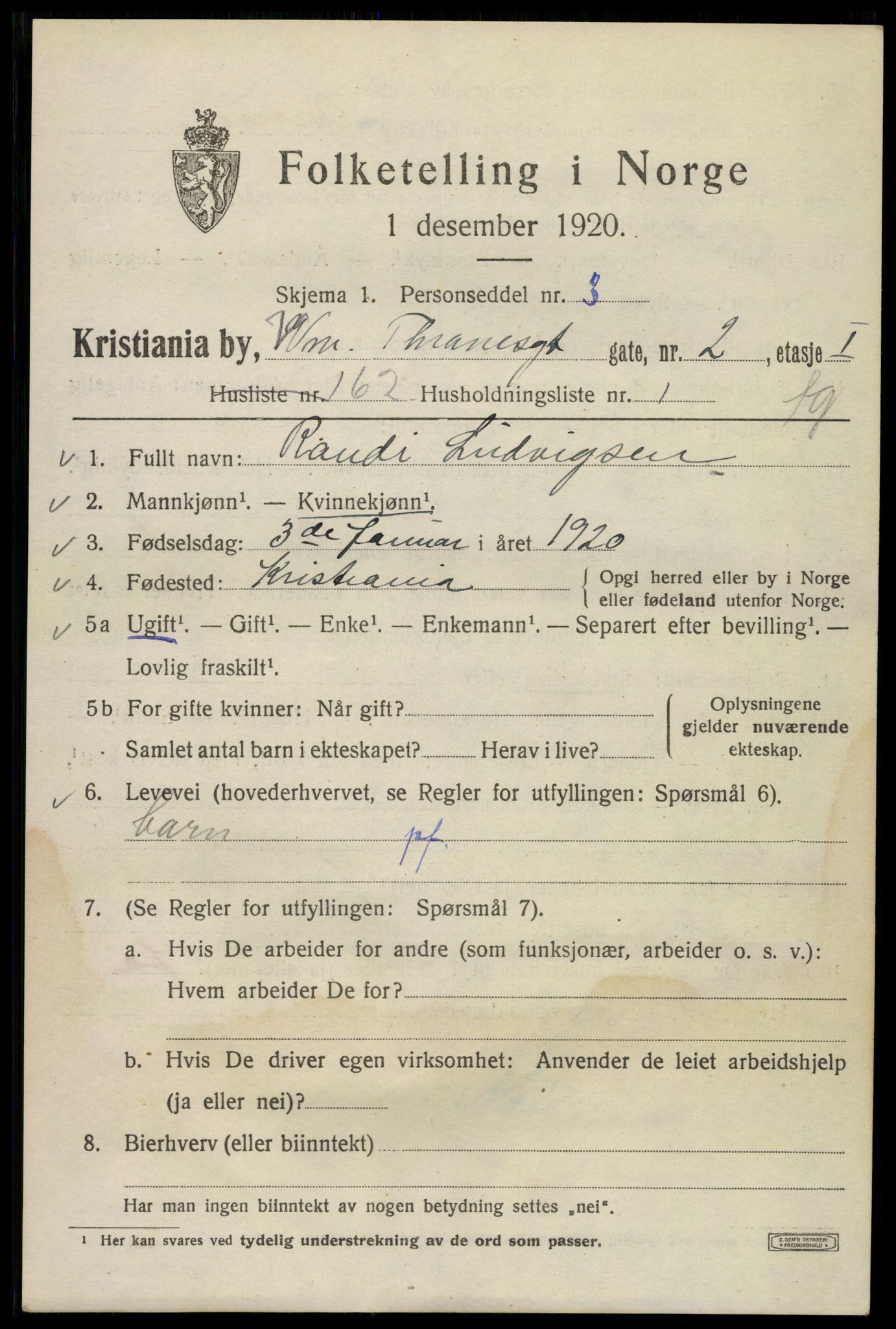 SAO, 1920 census for Kristiania, 1920, p. 644727