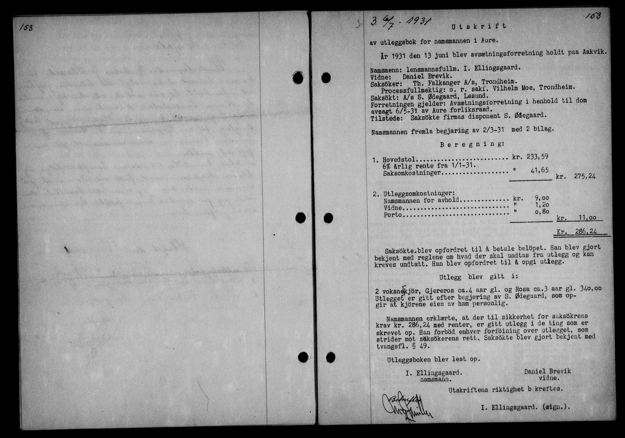 Nordmøre sorenskriveri, AV/SAT-A-4132/1/2/2Ca/L0074: Mortgage book no. 63, 1931-1931, Deed date: 06.07.1931