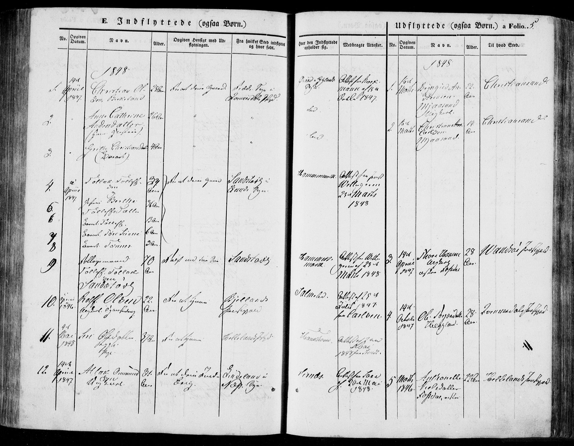 Bakke sokneprestkontor, SAK/1111-0002/F/Fa/Faa/L0005: Parish register (official) no. A 5, 1847-1855, p. 5