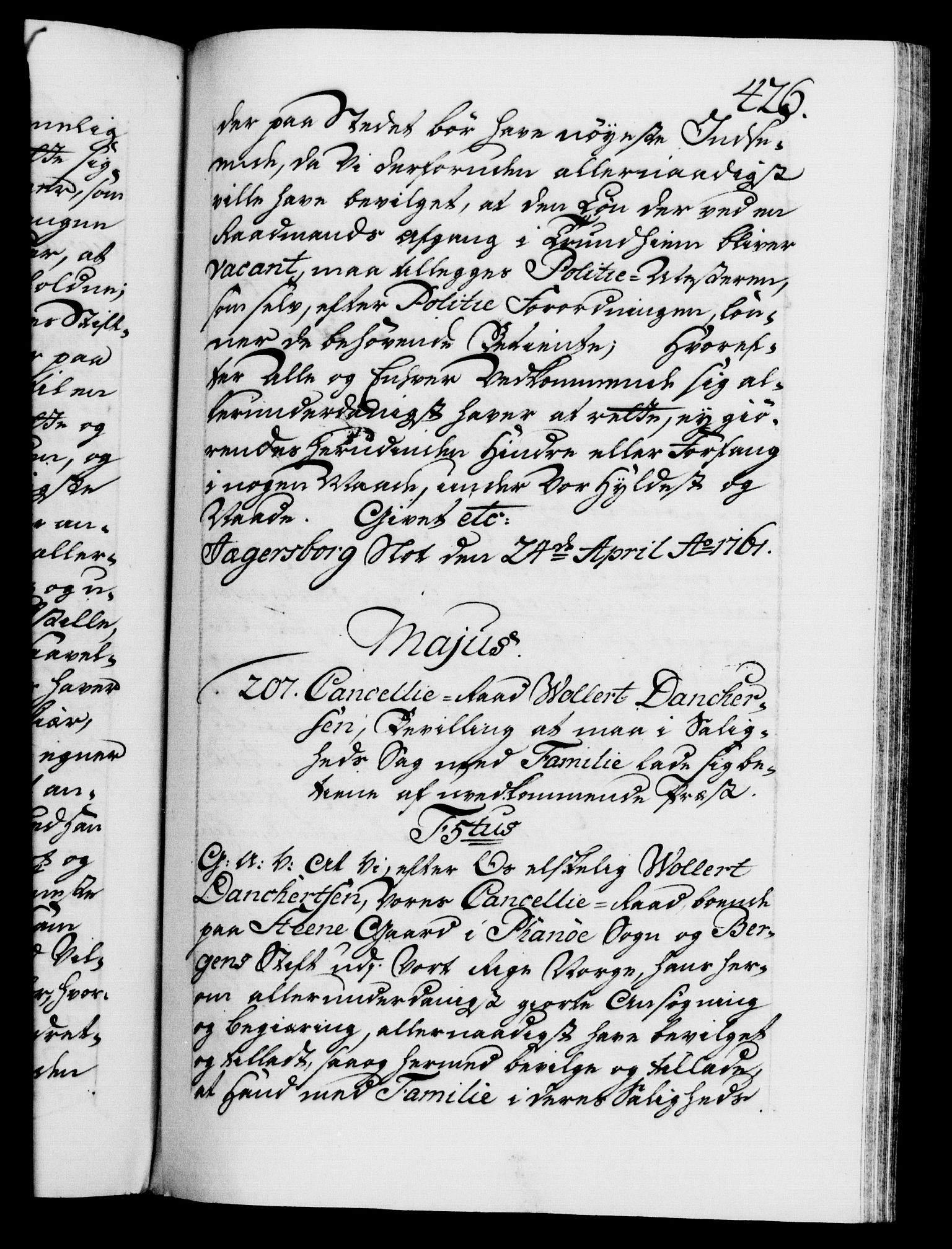 Danske Kanselli 1572-1799, AV/RA-EA-3023/F/Fc/Fca/Fcaa/L0041: Norske registre, 1760-1762, p. 426a