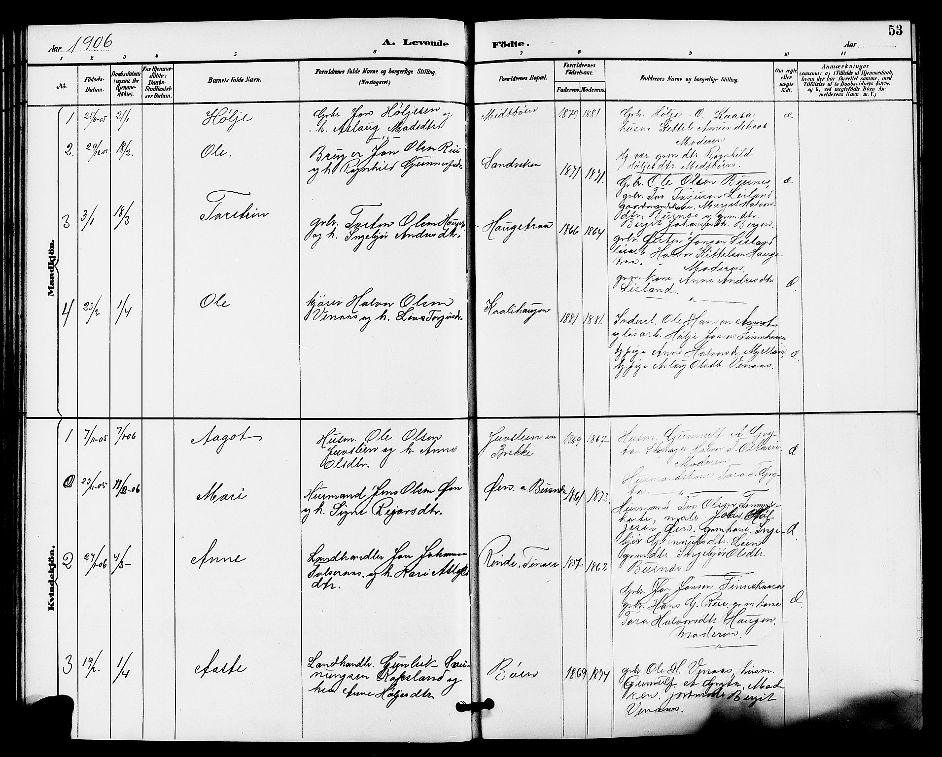 Gransherad kirkebøker, AV/SAKO-A-267/G/Ga/L0003: Parish register (copy) no. I 3, 1887-1915, p. 53