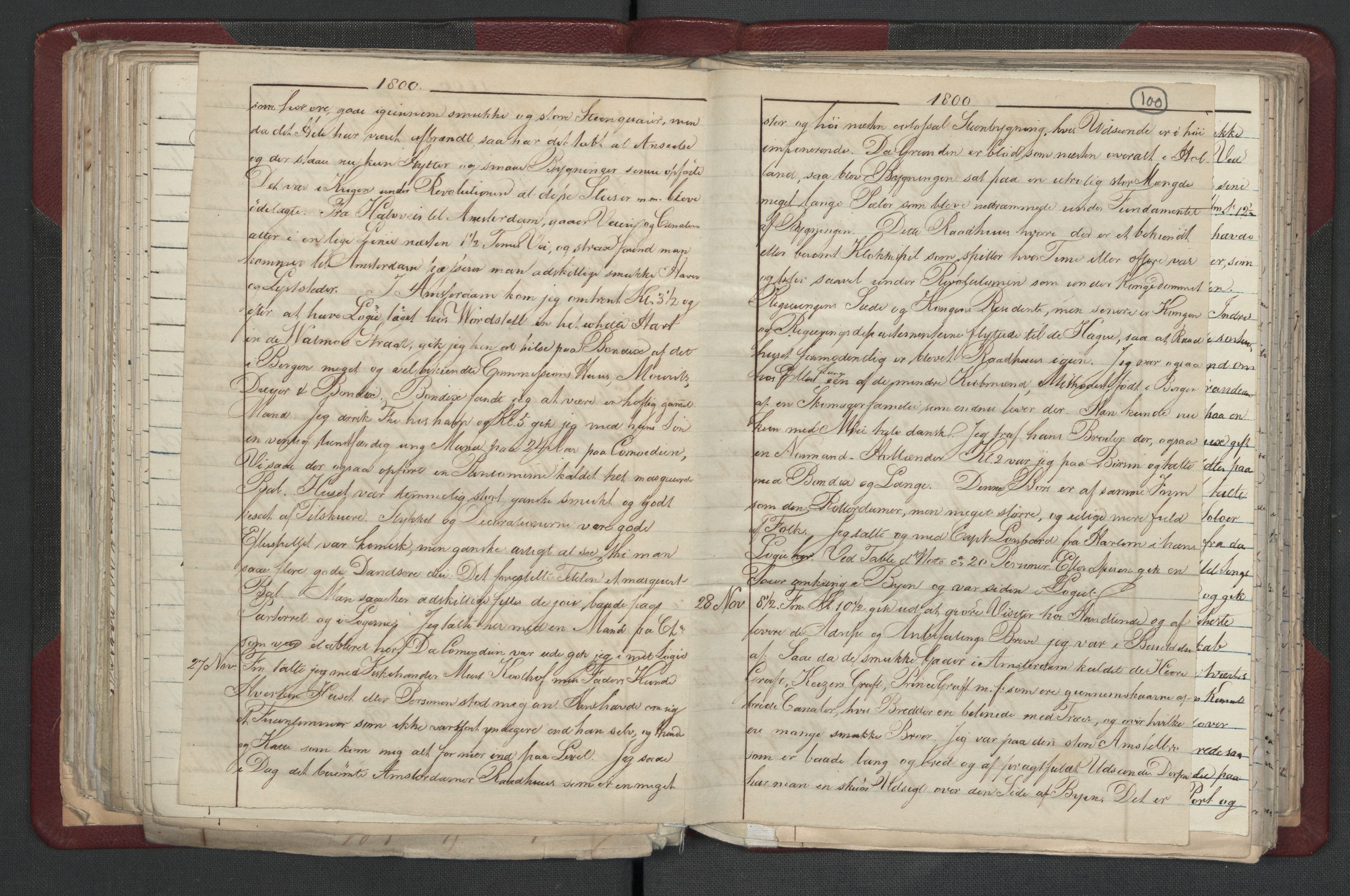 Meltzer, Fredrik, AV/RA-PA-0028/F/L0001: Dagbok for årene 1796-1808, 1811, 1817, 1796-1817, p. 99b-100a