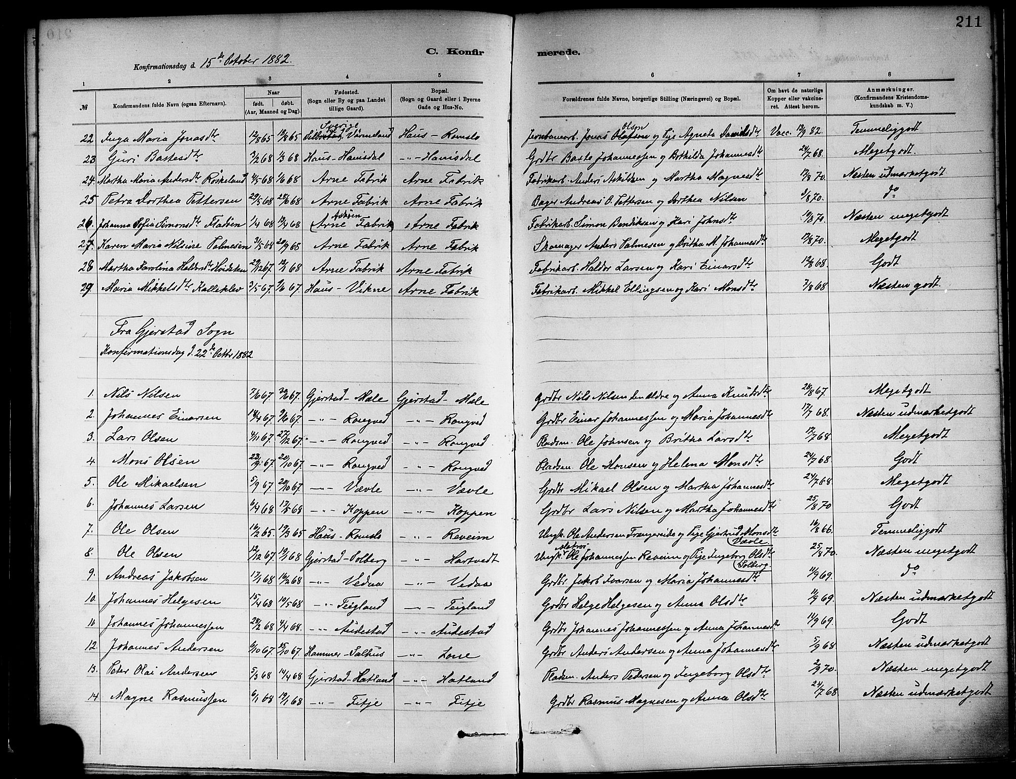 Haus sokneprestembete, SAB/A-75601/H/Haa: Parish register (official) no. A 19I, 1878-1886, p. 211