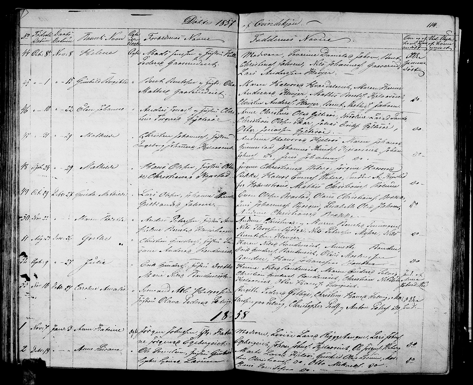 Sande Kirkebøker, AV/SAKO-A-53/G/Ga/L0002: Parish register (copy) no. 2, 1847-1863, p. 114