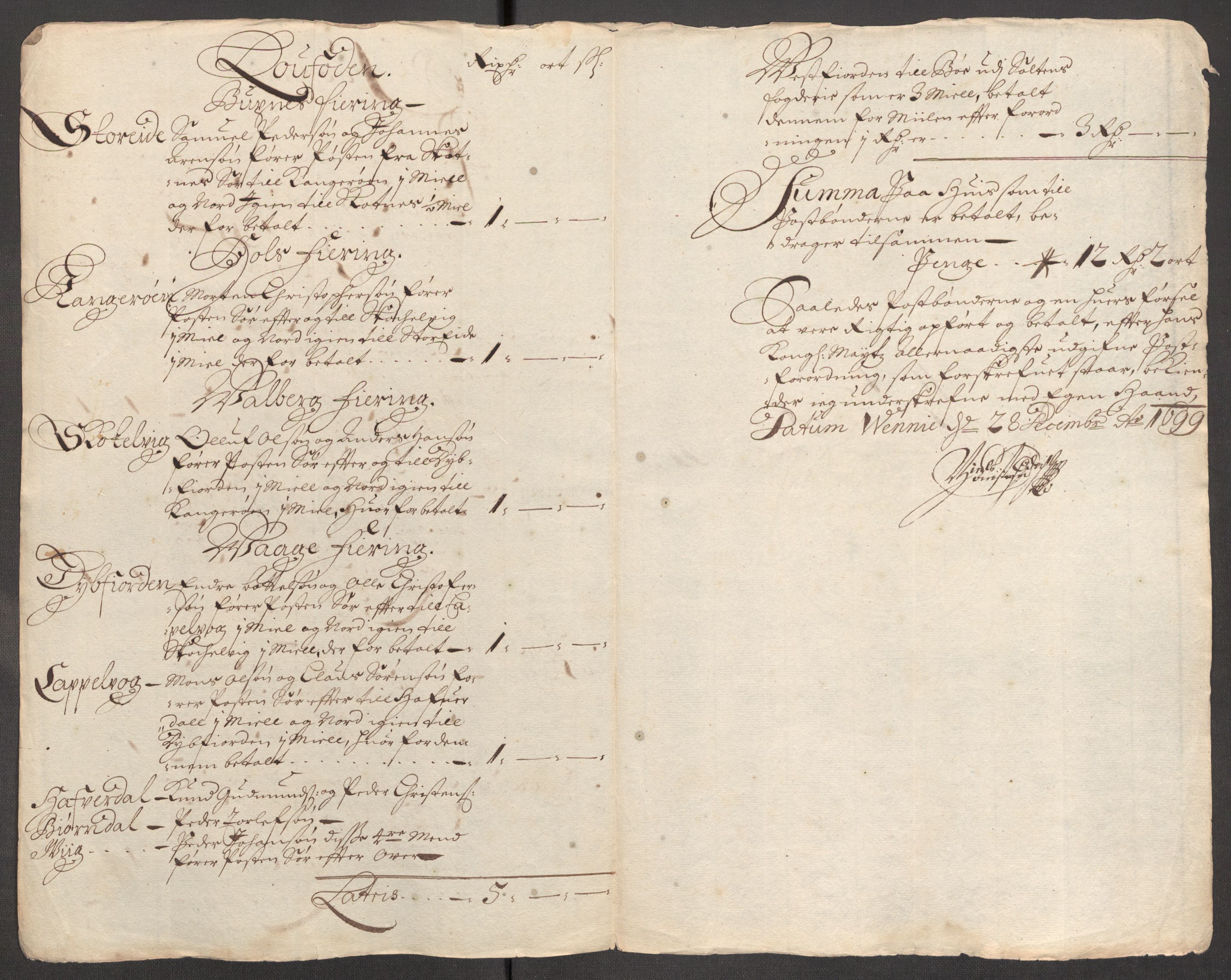 Rentekammeret inntil 1814, Reviderte regnskaper, Fogderegnskap, AV/RA-EA-4092/R67/L4678: Fogderegnskap Vesterålen, Andenes og Lofoten, 1696-1708, p. 317