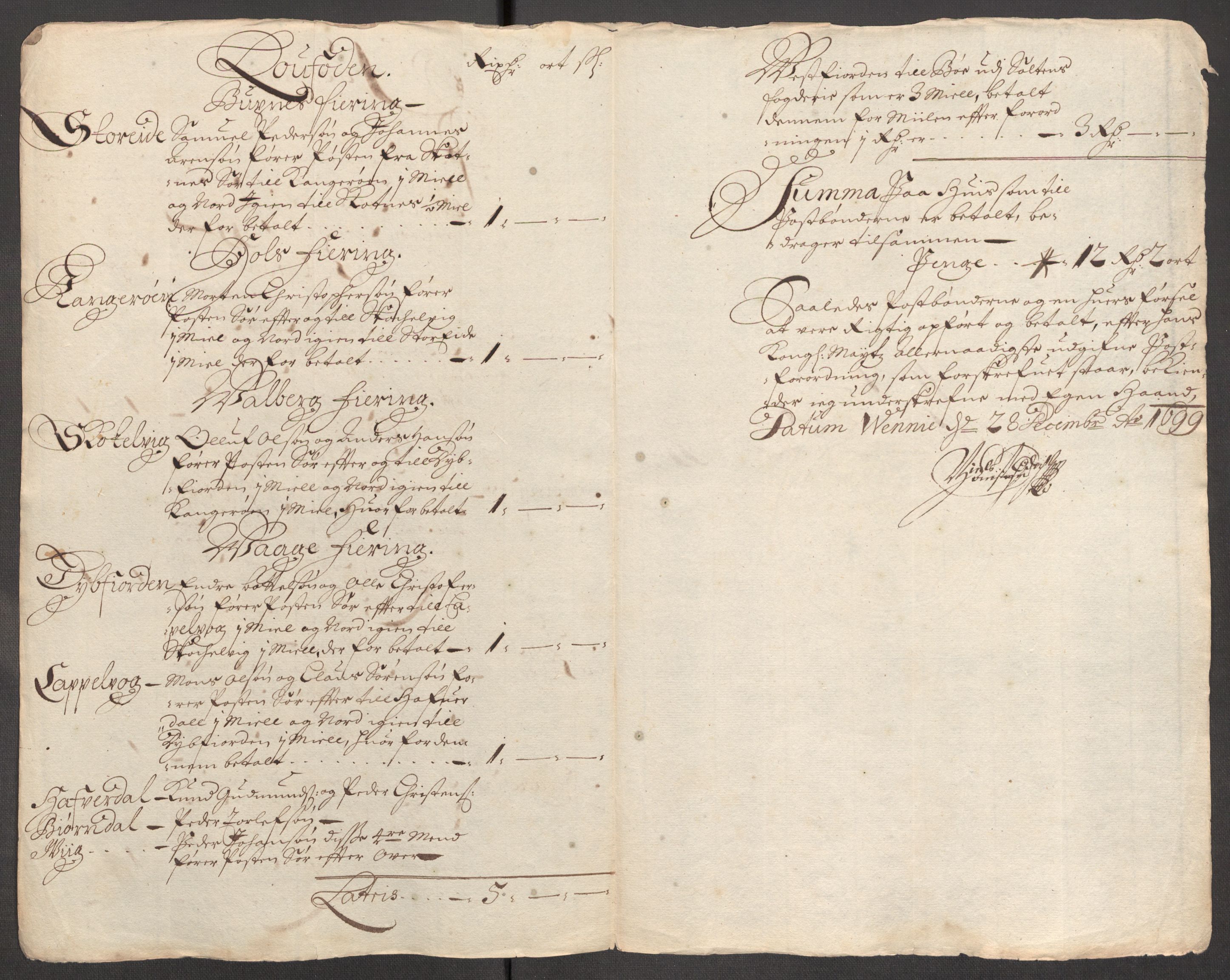 Rentekammeret inntil 1814, Reviderte regnskaper, Fogderegnskap, RA/EA-4092/R67/L4678: Fogderegnskap Vesterålen, Andenes og Lofoten, 1696-1708, p. 317