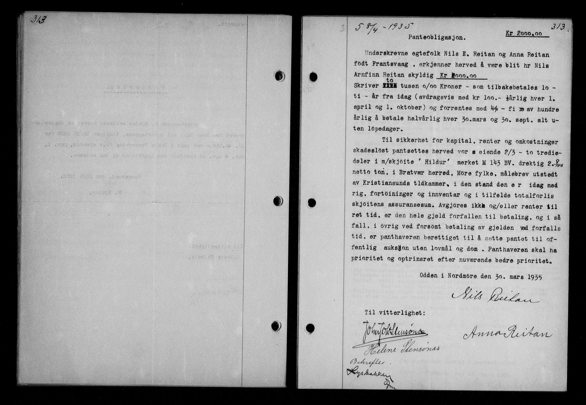 Nordmøre sorenskriveri, AV/SAT-A-4132/1/2/2Ca/L0084: Mortgage book no. 74, 1935-1935, Deed date: 08.04.1935