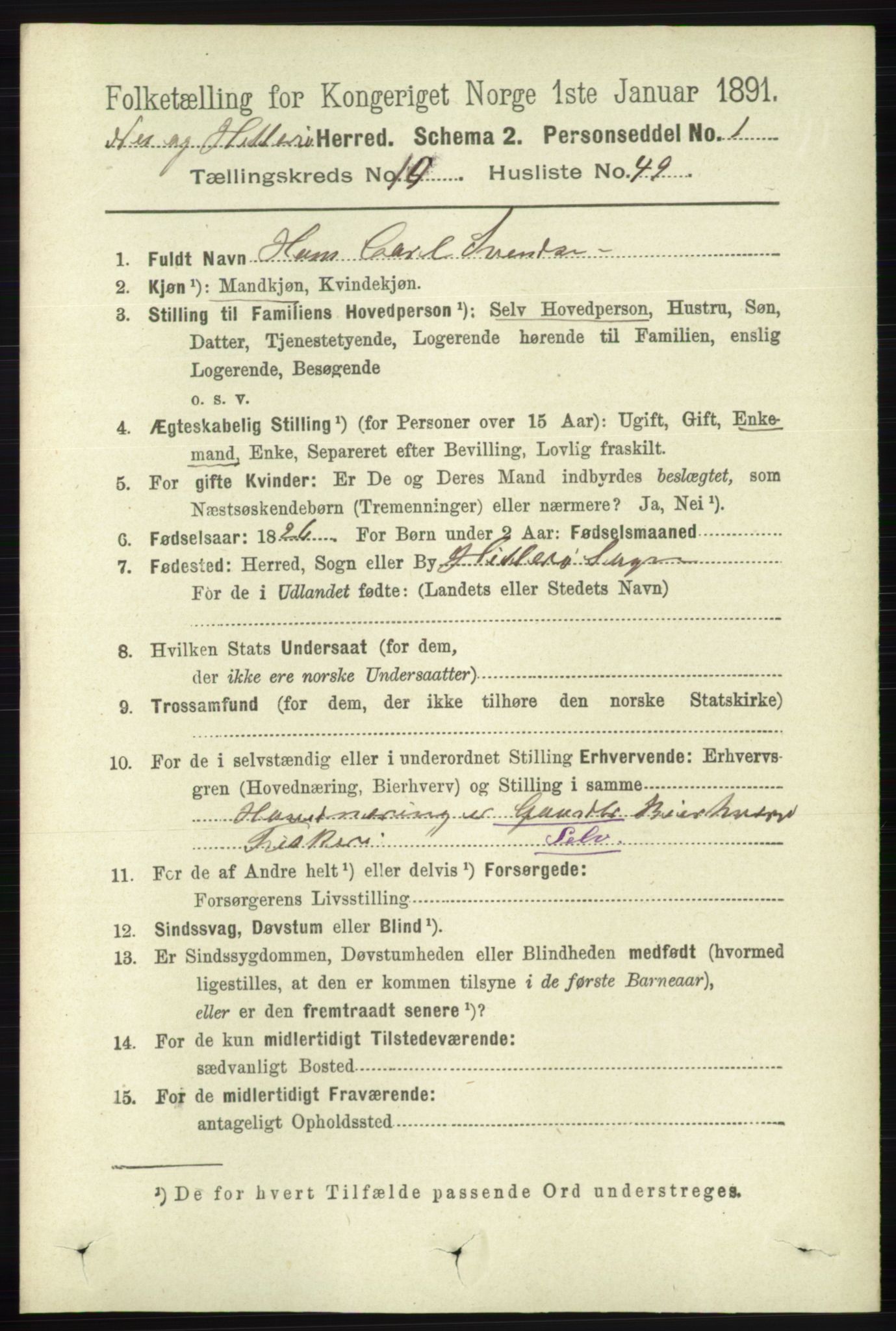 RA, 1891 census for 1043 Hidra og Nes, 1891, p. 4398
