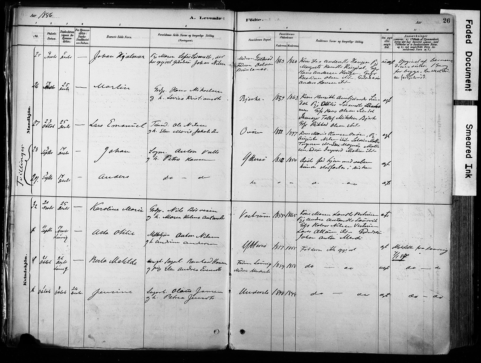 Hedrum kirkebøker, AV/SAKO-A-344/F/Fa/L0009: Parish register (official) no. I 9, 1881-1903, p. 26