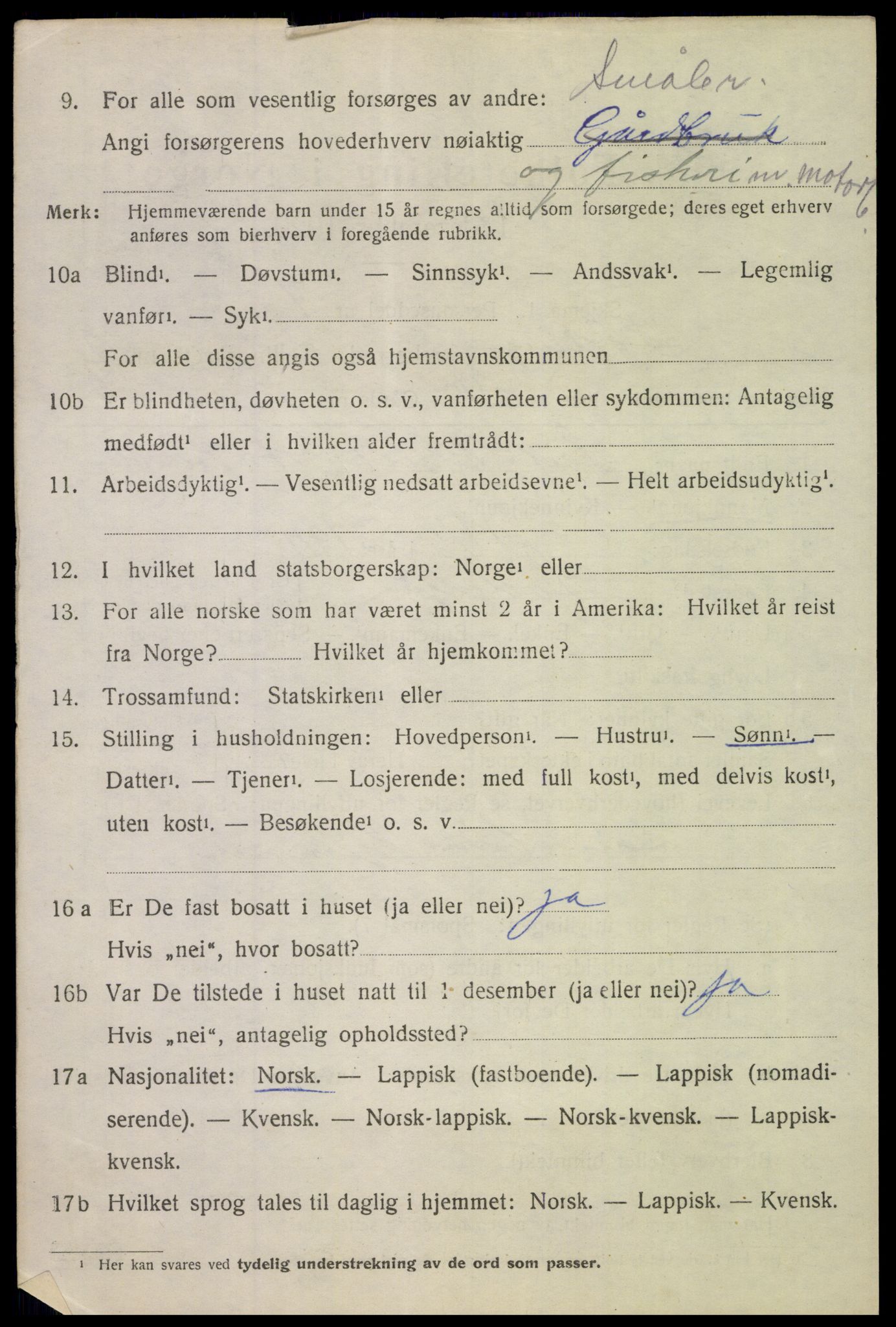 SAT, 1920 census for Lødingen, 1920, p. 2068