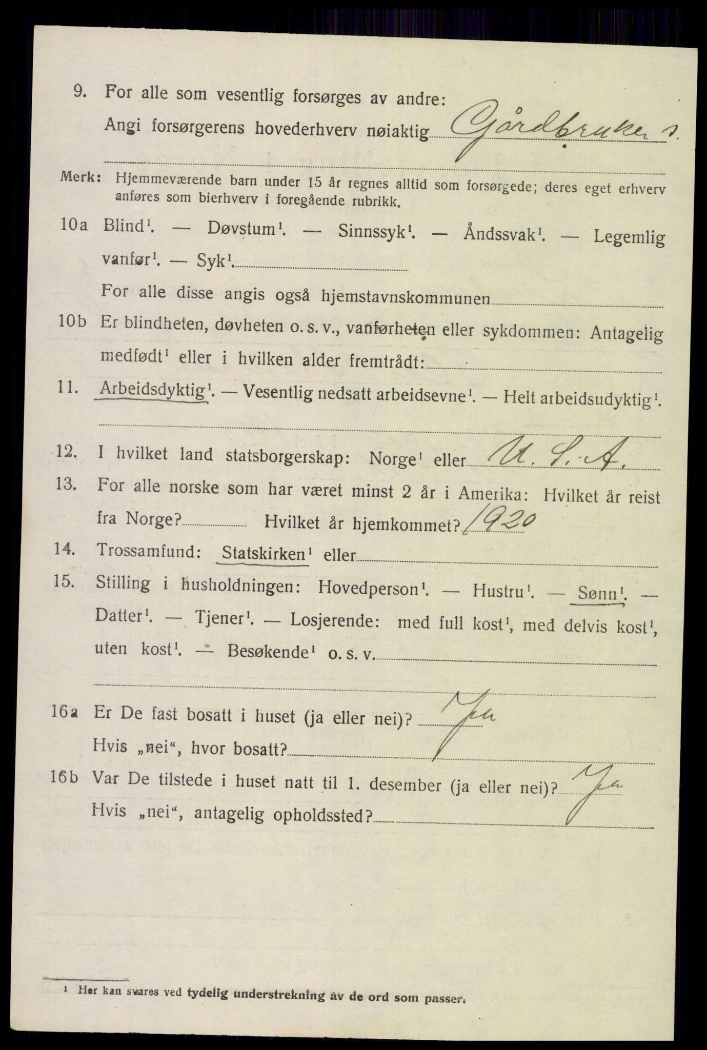 SAK, 1920 census for Landvik, 1920, p. 3449