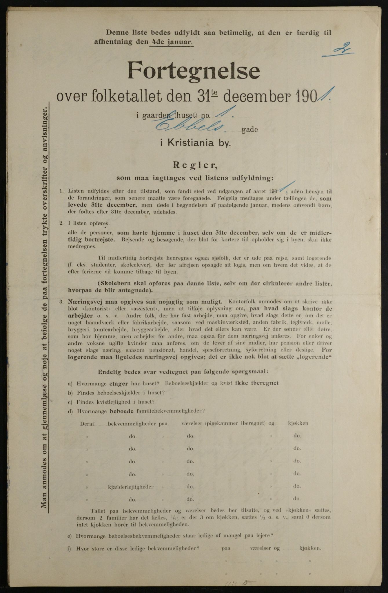 OBA, Municipal Census 1901 for Kristiania, 1901, p. 2928