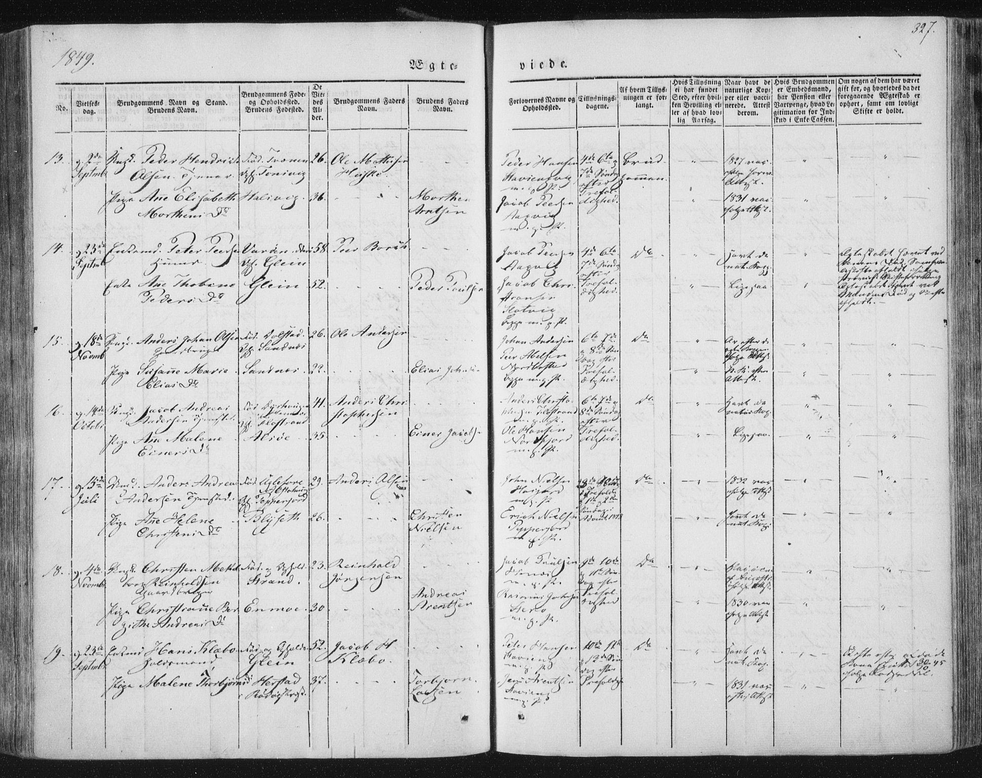 Ministerialprotokoller, klokkerbøker og fødselsregistre - Nordland, AV/SAT-A-1459/838/L0549: Parish register (official) no. 838A07, 1840-1854, p. 327