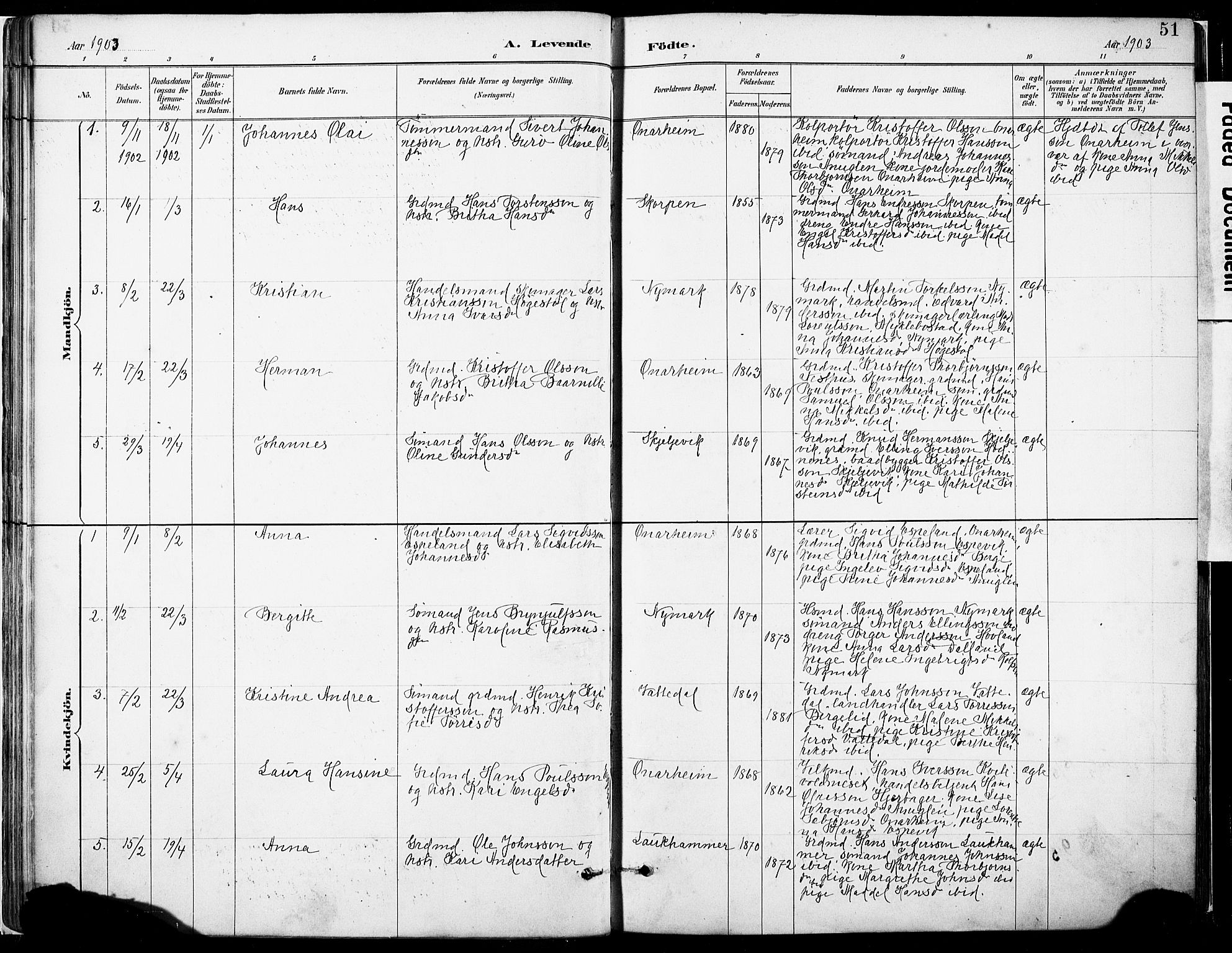 Tysnes sokneprestembete, AV/SAB-A-78601/H/Haa: Parish register (official) no. C 1, 1887-1912, p. 51