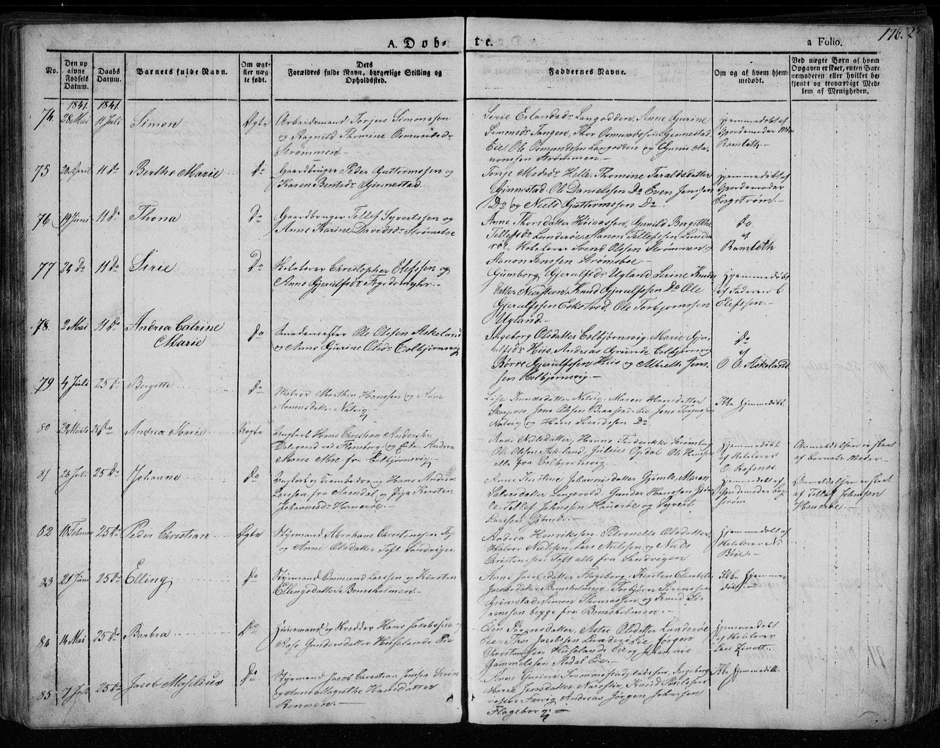 Øyestad sokneprestkontor, SAK/1111-0049/F/Fa/L0013: Parish register (official) no. A 13, 1827-1842, p. 170