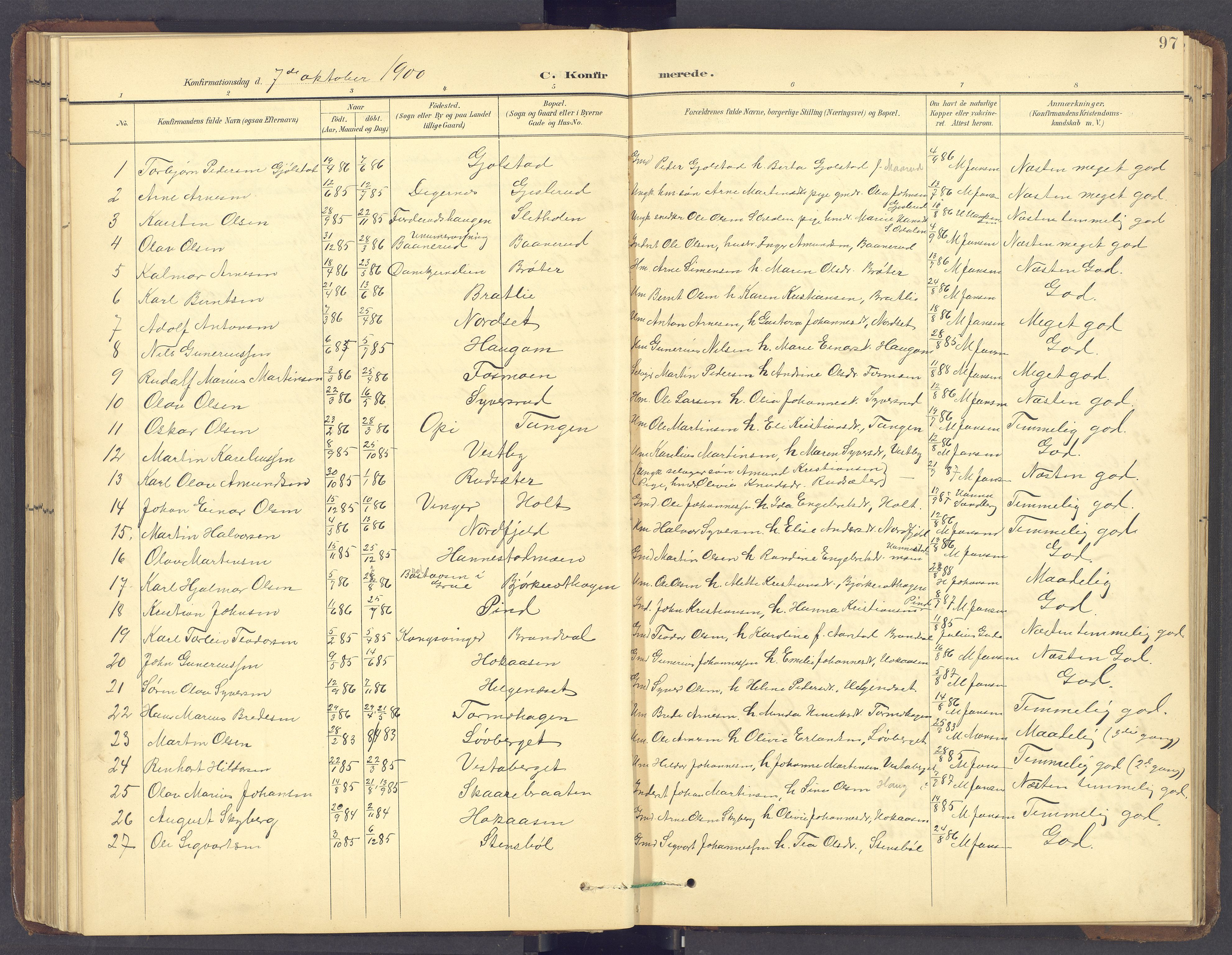 Brandval prestekontor, SAH/PREST-034/H/Ha/Hab/L0002: Parish register (copy) no. 2, 1895-1904, p. 97