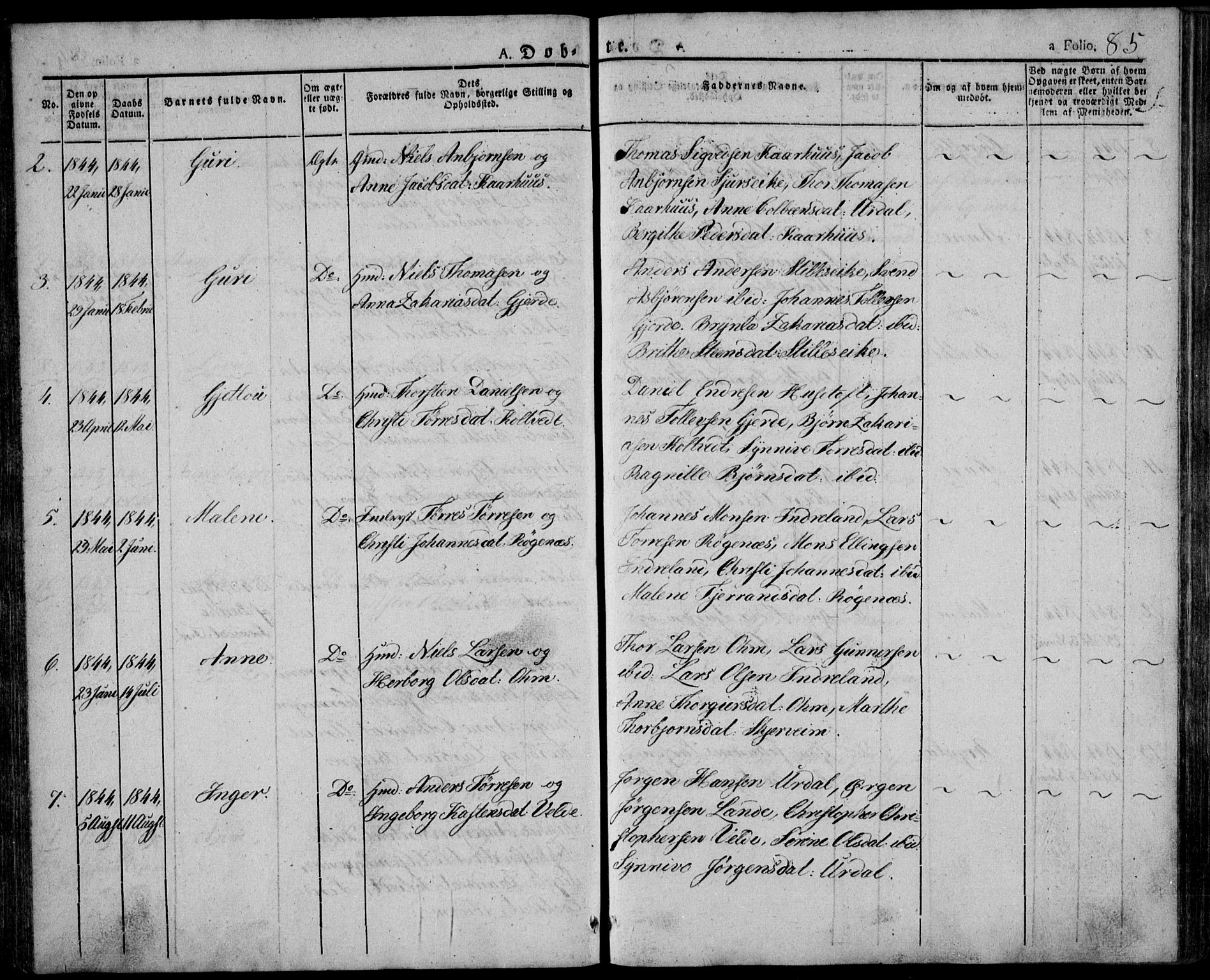 Skjold sokneprestkontor, AV/SAST-A-101847/H/Ha/Haa/L0005: Parish register (official) no. A 5, 1830-1856, p. 85