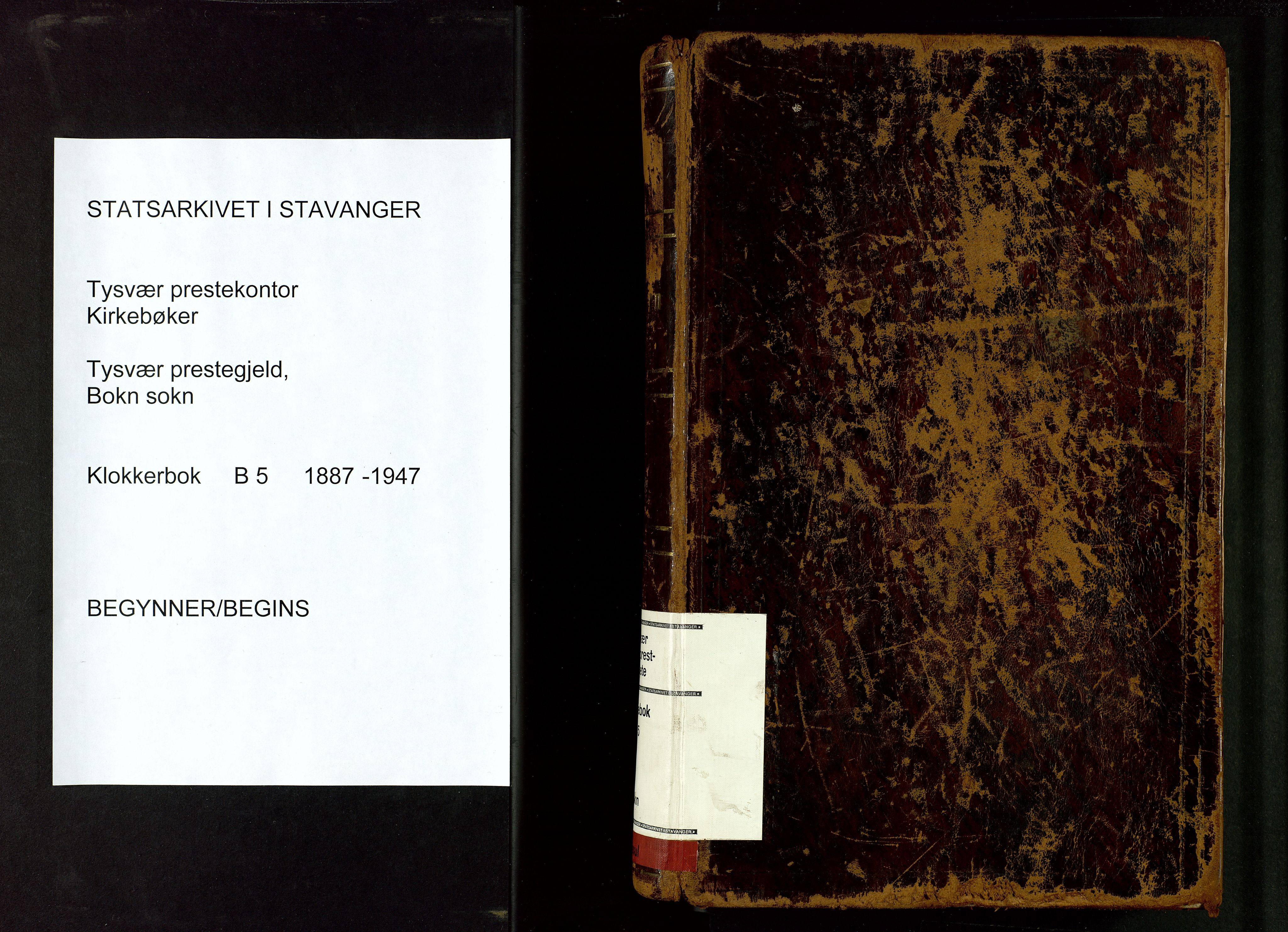 Tysvær sokneprestkontor, SAST/A -101864/H/Ha/Hab/L0005: Parish register (copy) no. B 5, 1887-1947