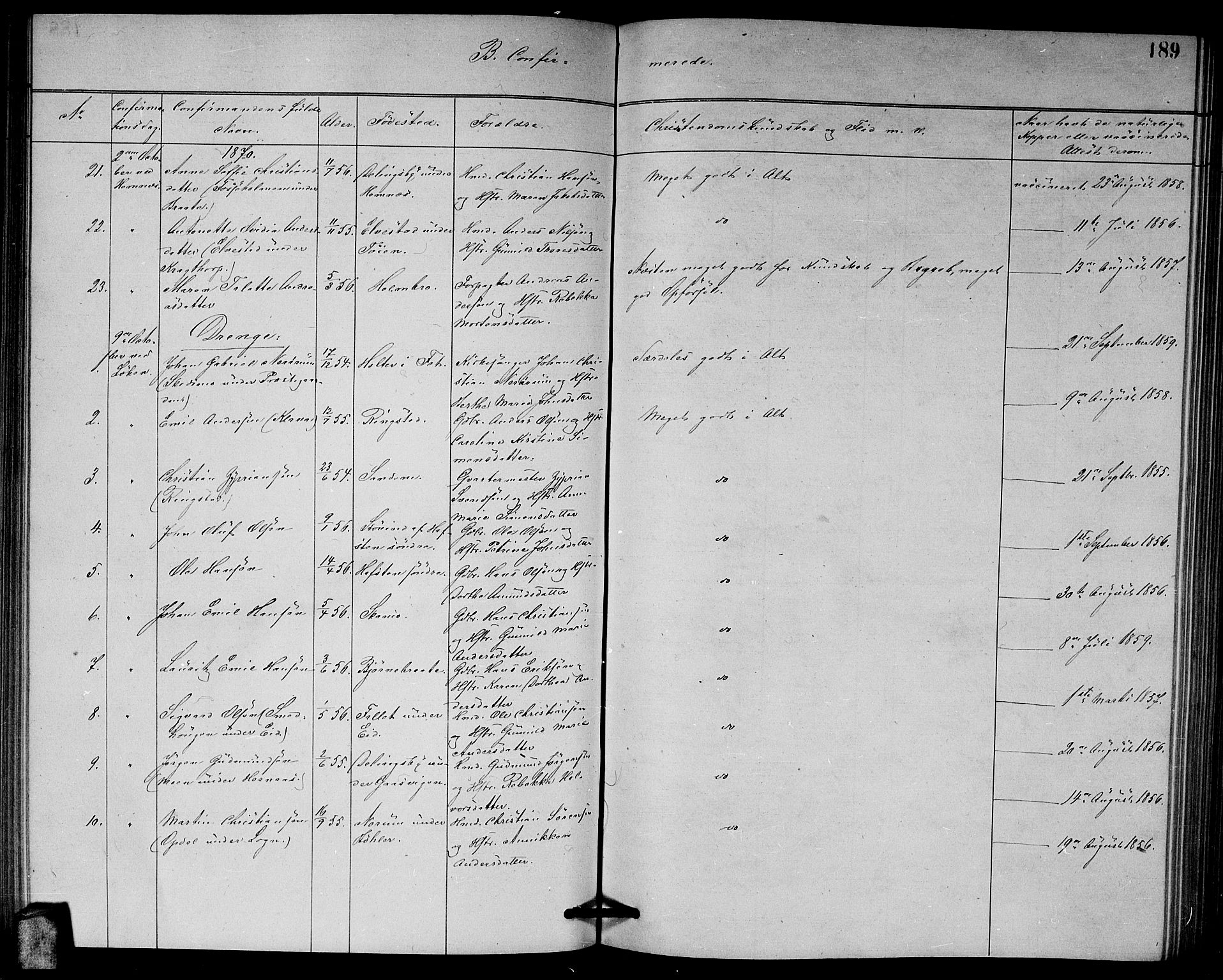 Høland prestekontor Kirkebøker, AV/SAO-A-10346a/G/Ga/L0006: Parish register (copy) no. I 6, 1869-1879, p. 189