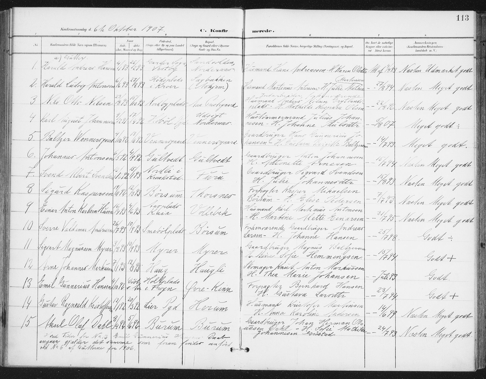 Ås prestekontor Kirkebøker, SAO/A-10894/F/Fa/L0010: Parish register (official) no. I 10, 1900-1918, p. 113
