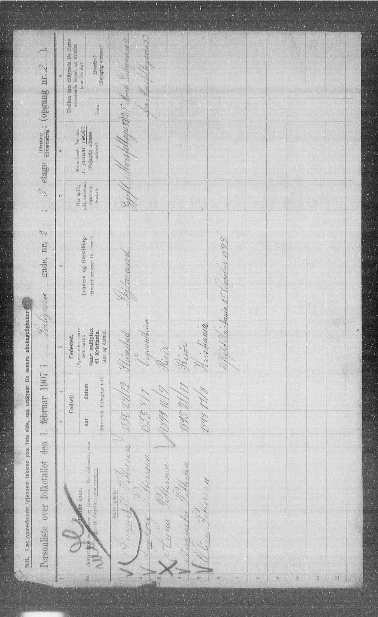 OBA, Municipal Census 1907 for Kristiania, 1907, p. 54151