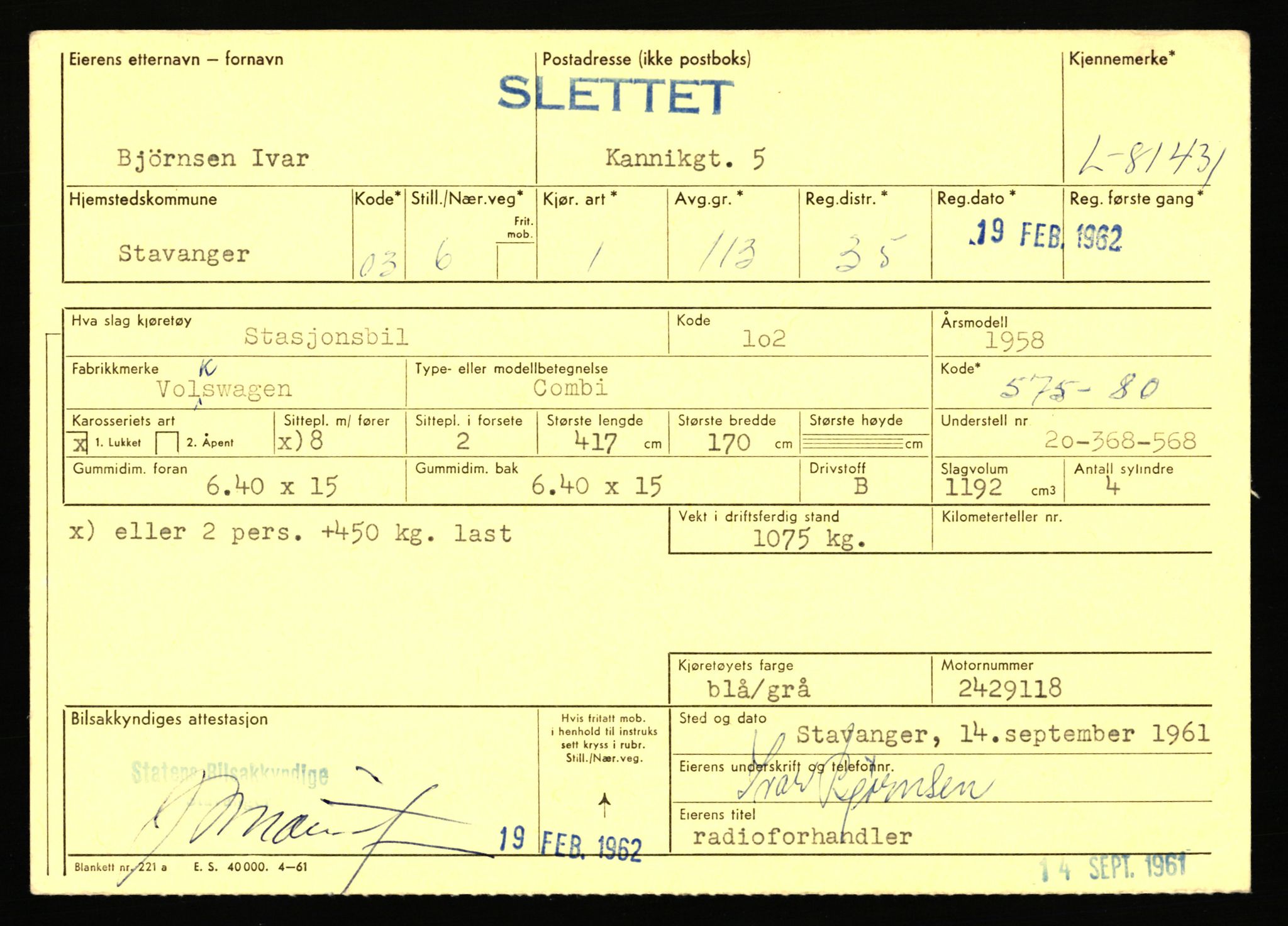Stavanger trafikkstasjon, SAST/A-101942/0/F/L0071: L-80500 - L-82199, 1930-1971, p. 1619