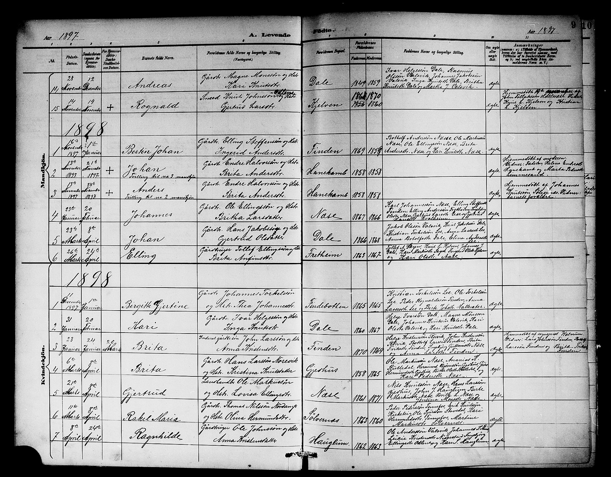 Vik sokneprestembete, SAB/A-81501: Parish register (copy) no. B 3, 1894-1912, p. 9