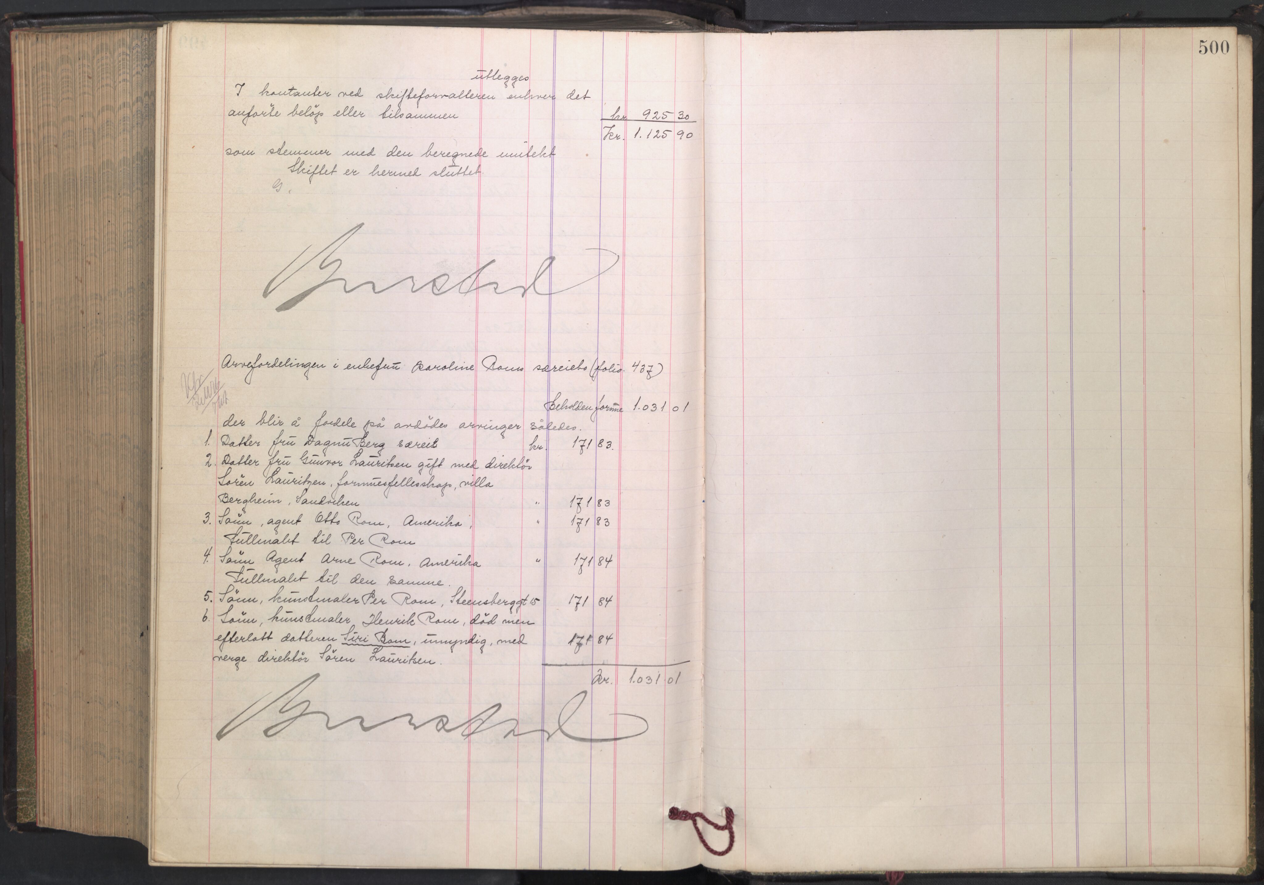 Oslo skifterett, AV/SAO-A-10383/H/Hd/Hdc/L0011: Skifteutlodningsprotokoll, 1922-1923, p. 500