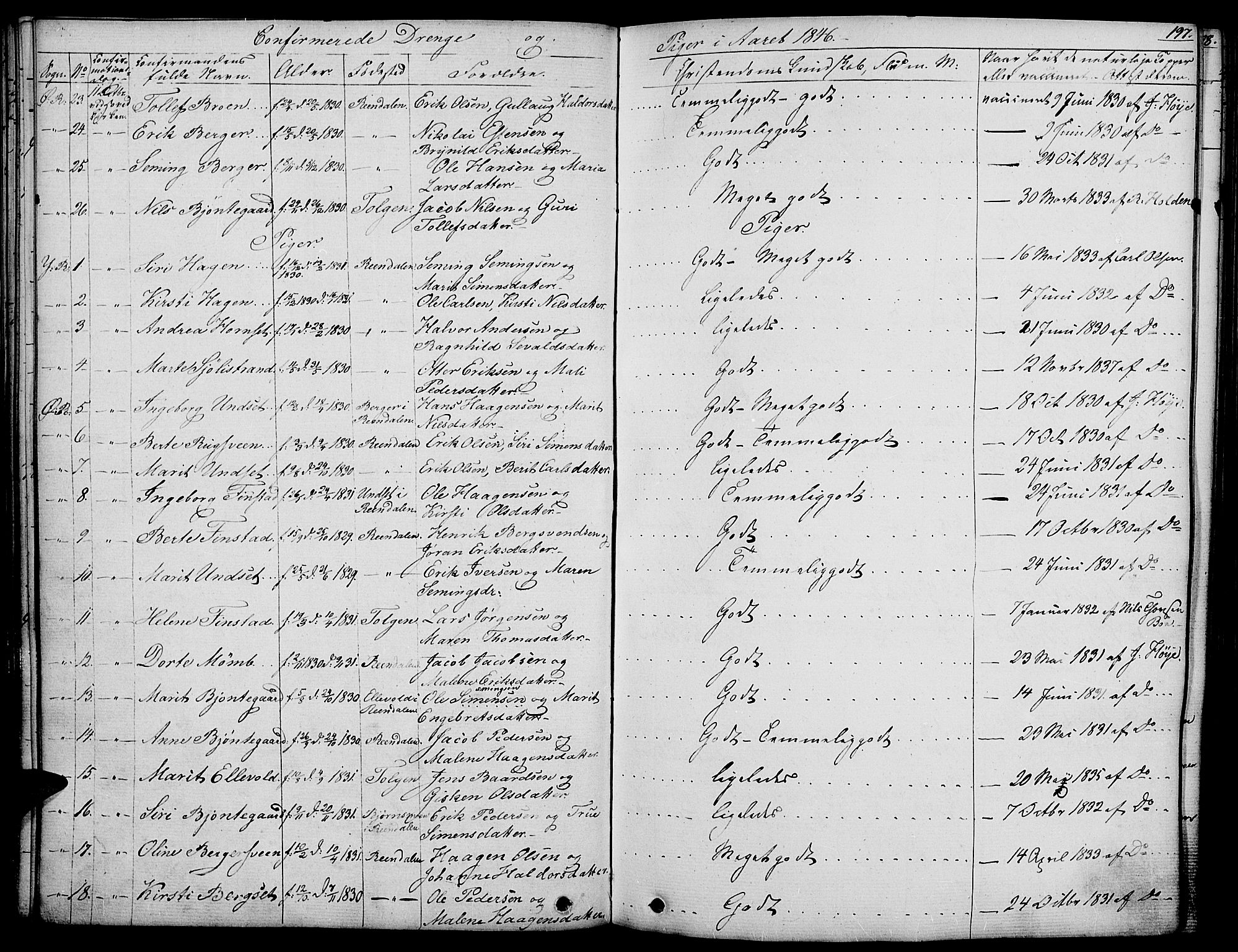 Rendalen prestekontor, AV/SAH-PREST-054/H/Ha/Haa/L0004: Parish register (official) no. 4, 1829-1852, p. 197