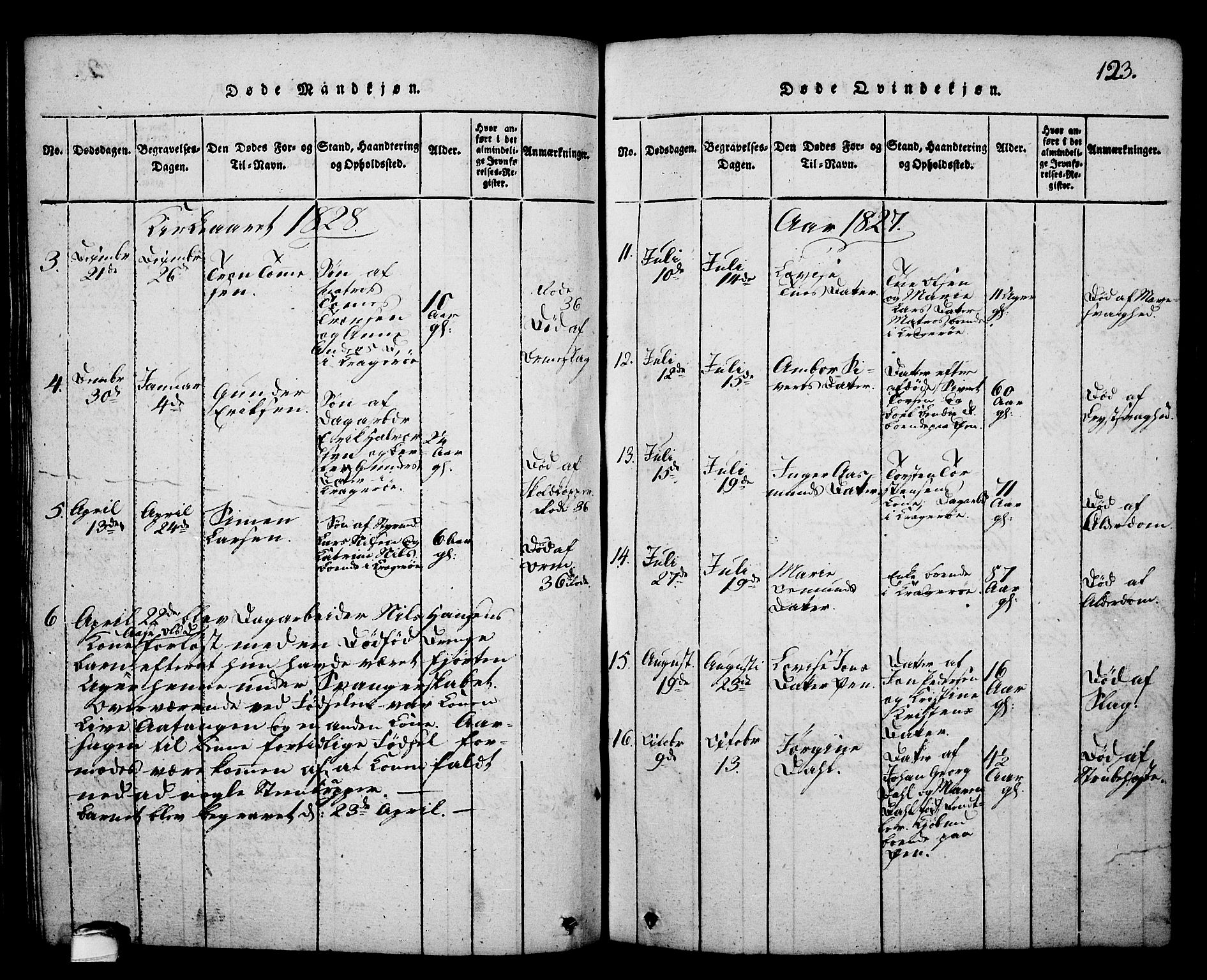 Kragerø kirkebøker, SAKO/A-278/G/Ga/L0002: Parish register (copy) no. 2, 1814-1831, p. 123