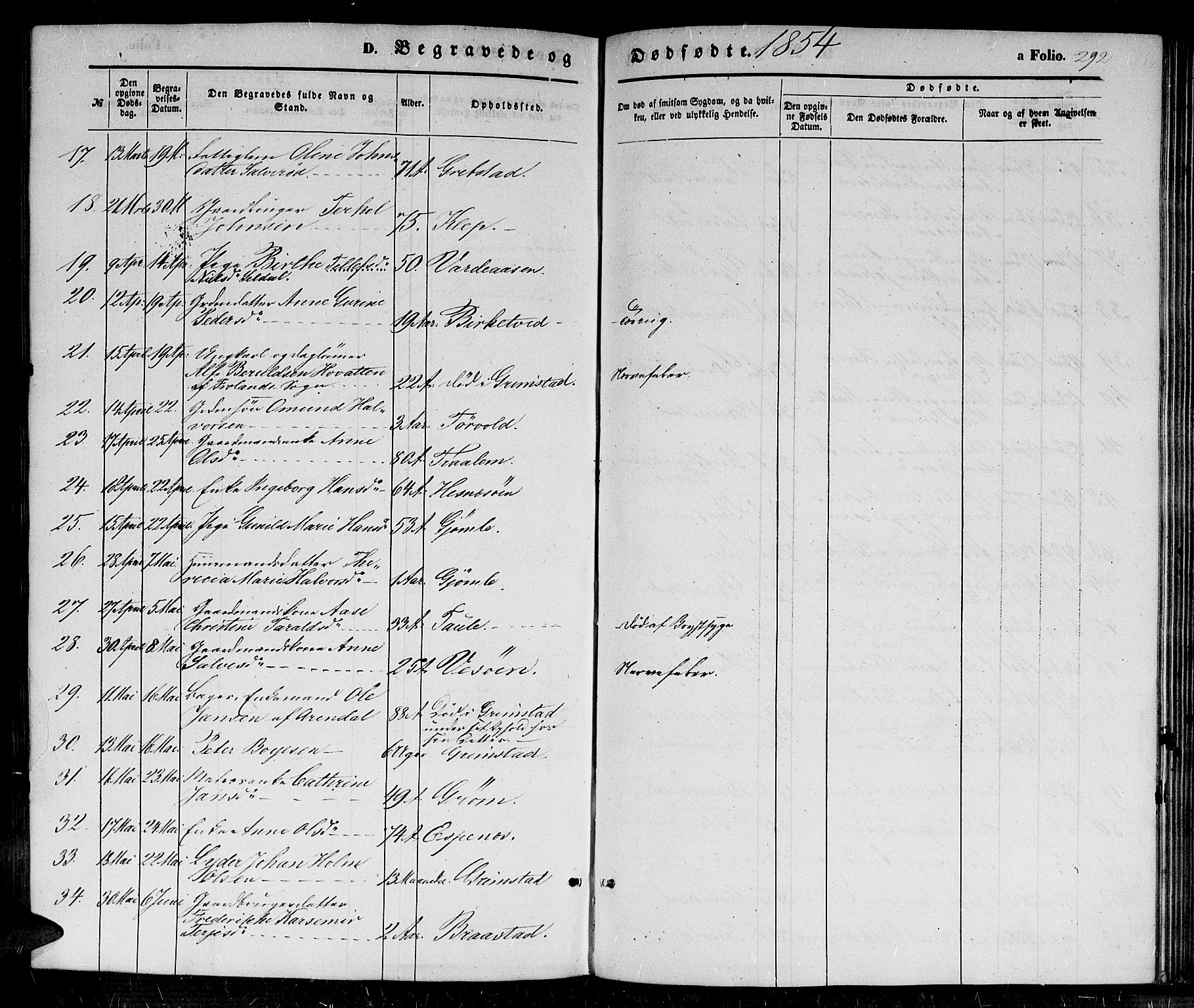 Fjære sokneprestkontor, SAK/1111-0011/F/Fb/L0008: Parish register (copy) no. B 8, 1854-1867, p. 292