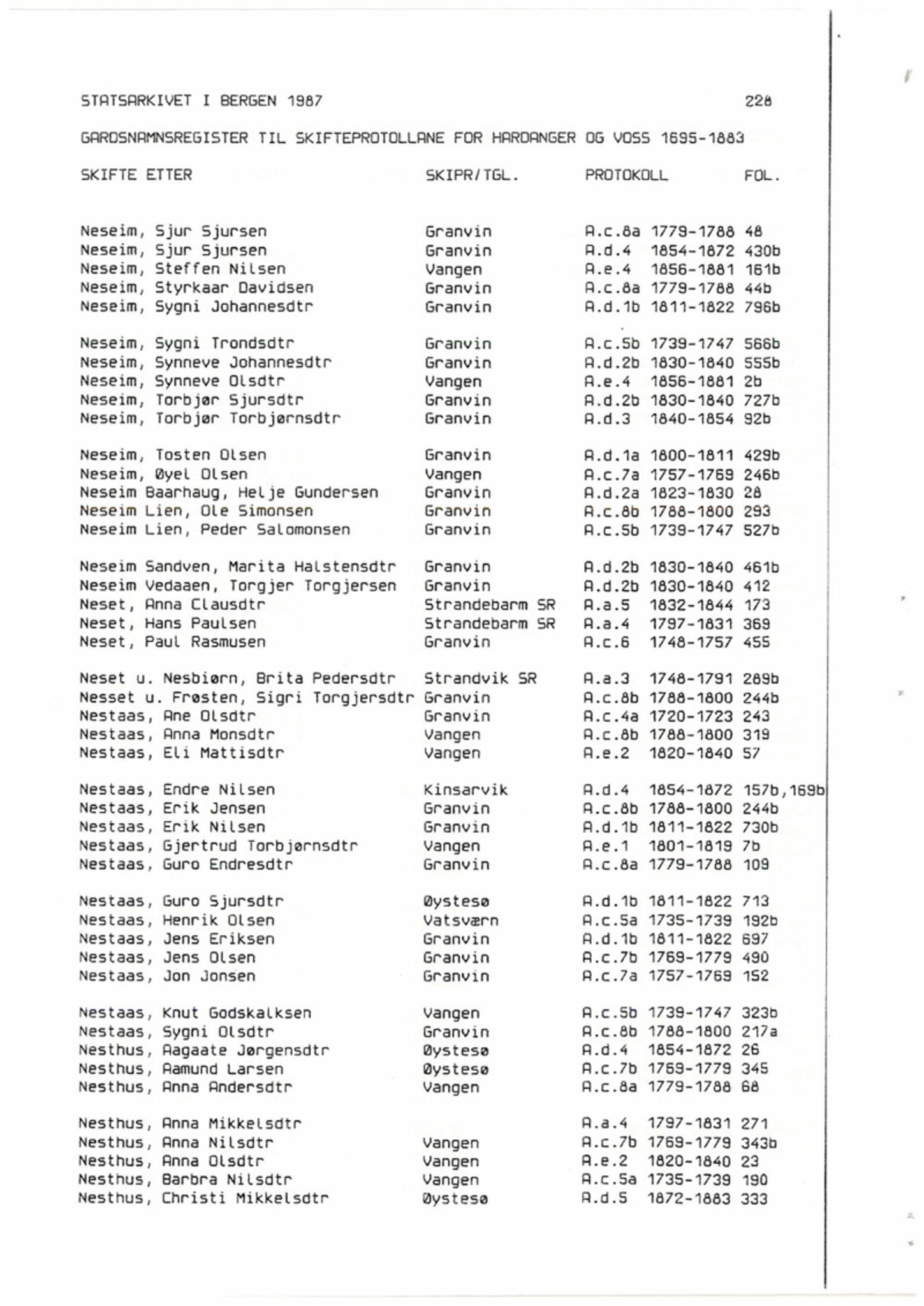 Hardanger og Voss sorenskriveri, SAB/A-2501/4, 1695-1883, p. 1228