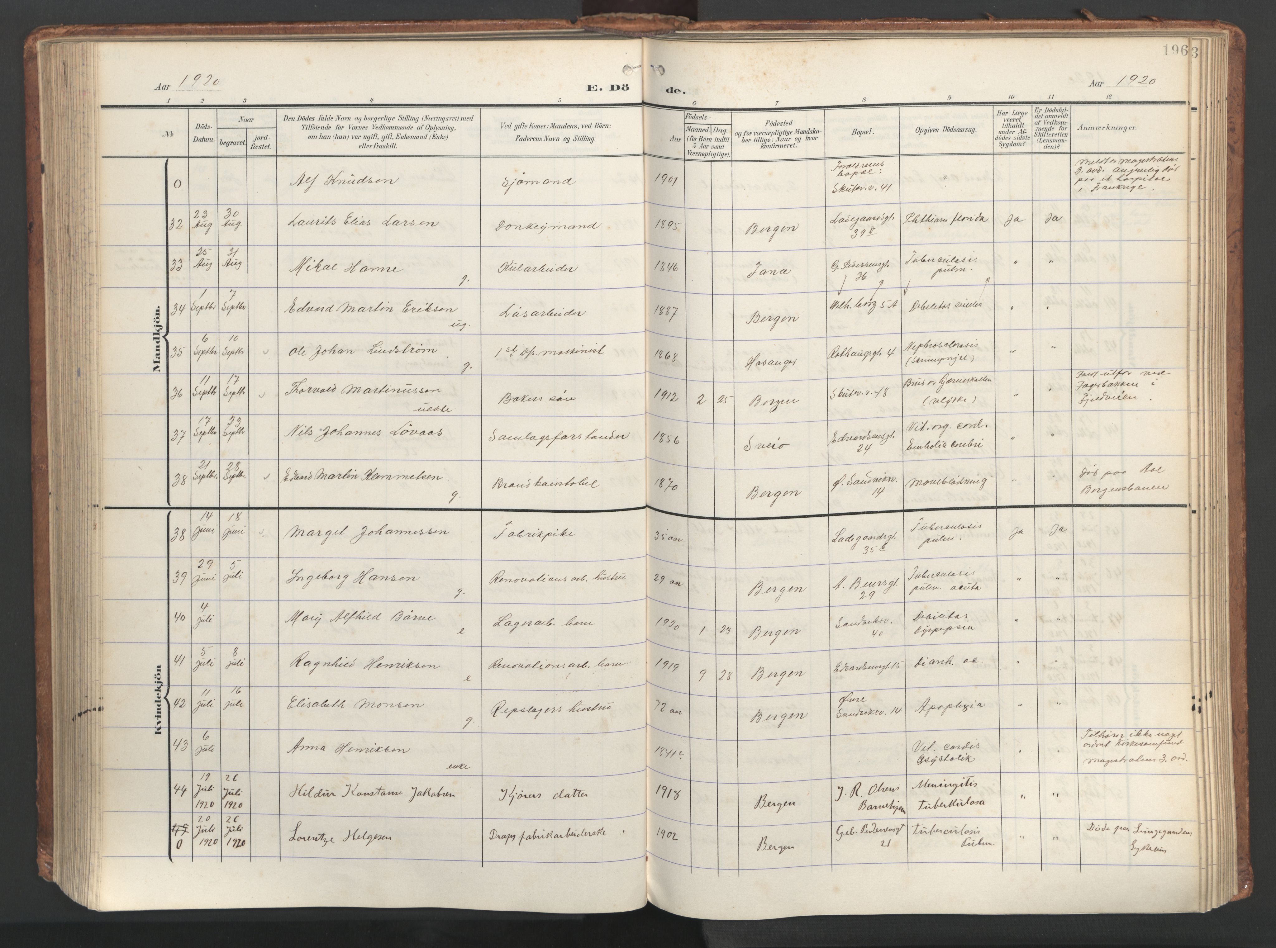 Sandviken Sokneprestembete, AV/SAB-A-77601/H/Ha/L0019: Parish register (official) no. E 2, 1905-1933, p. 196