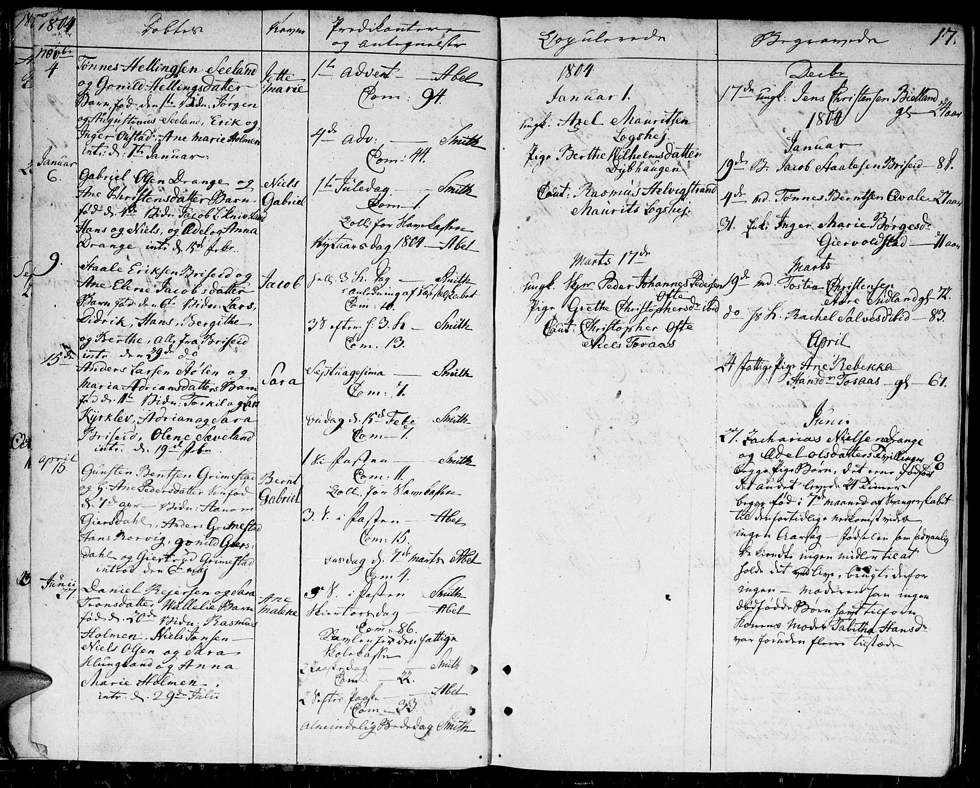 Herad sokneprestkontor, SAK/1111-0018/F/Fa/Faa/L0002: Parish register (official) no. A 2, 1800-1815, p. 17