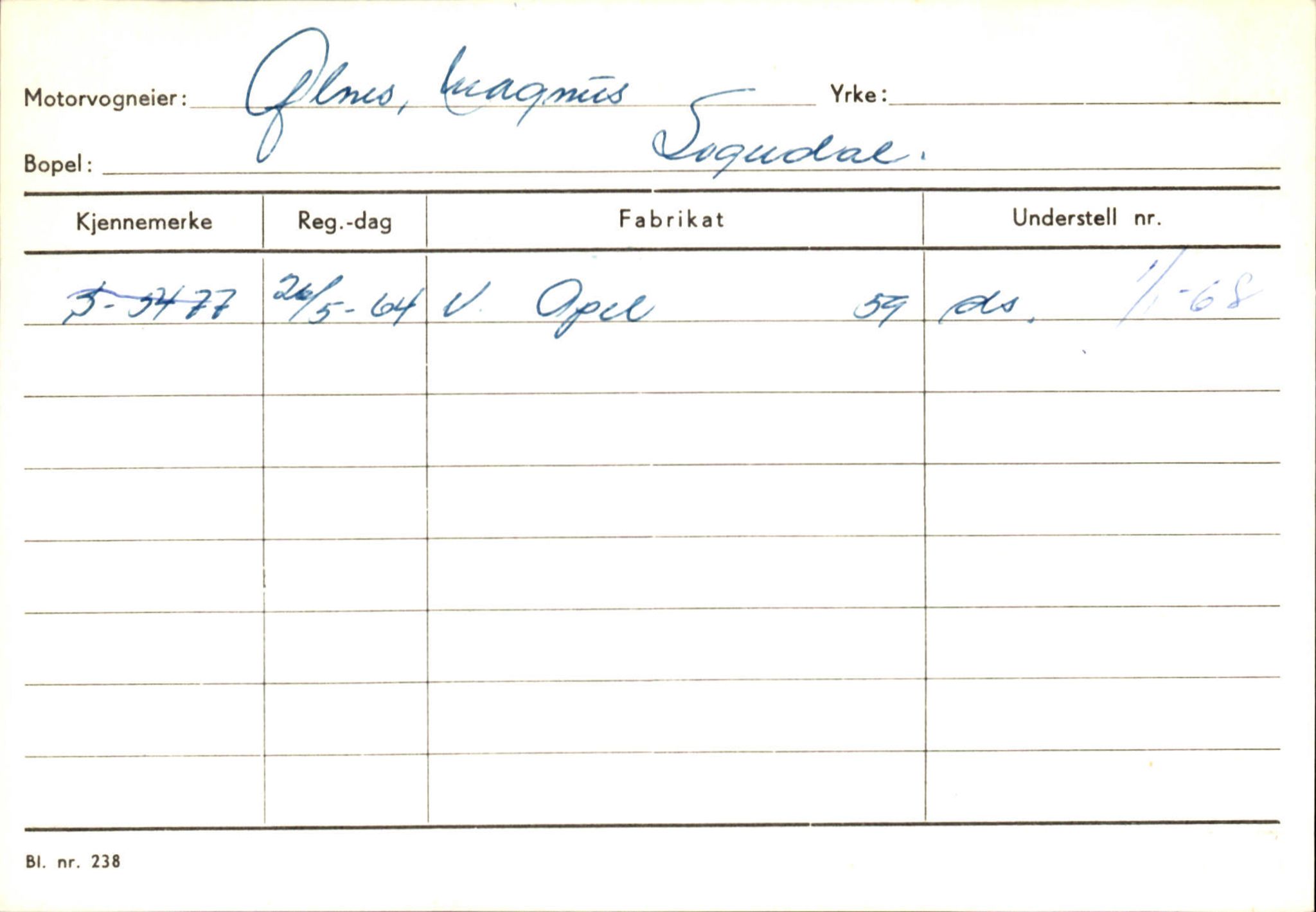 Statens vegvesen, Sogn og Fjordane vegkontor, AV/SAB-A-5301/4/F/L0125: Eigarregister Sogndal V-Å. Aurland A-Å. Fjaler A-N, 1945-1975, p. 246