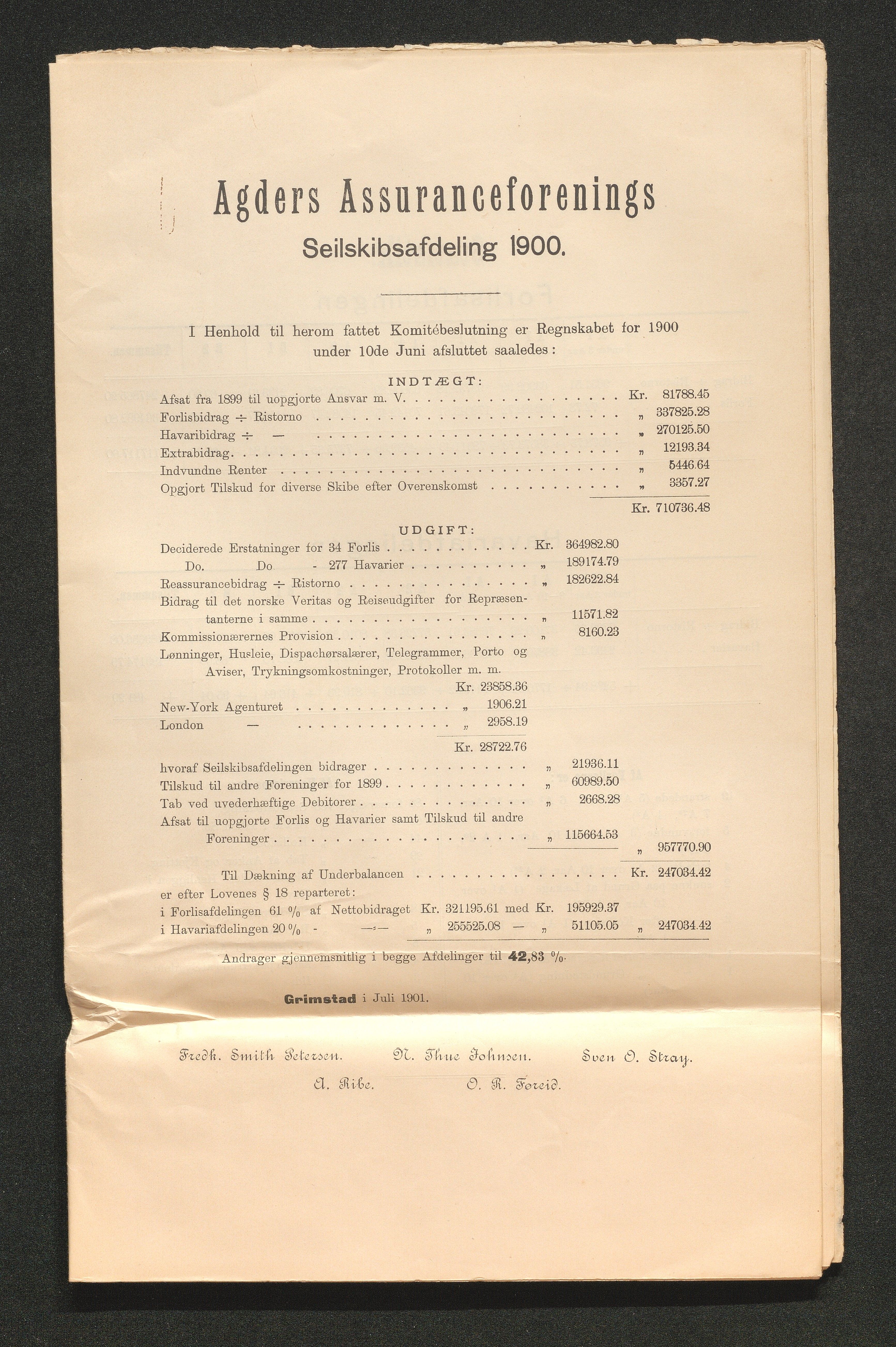 Agders Gjensidige Assuranceforening, AAKS/PA-1718/05/L0003: Regnskap, seilavdeling, pakkesak, 1890-1912