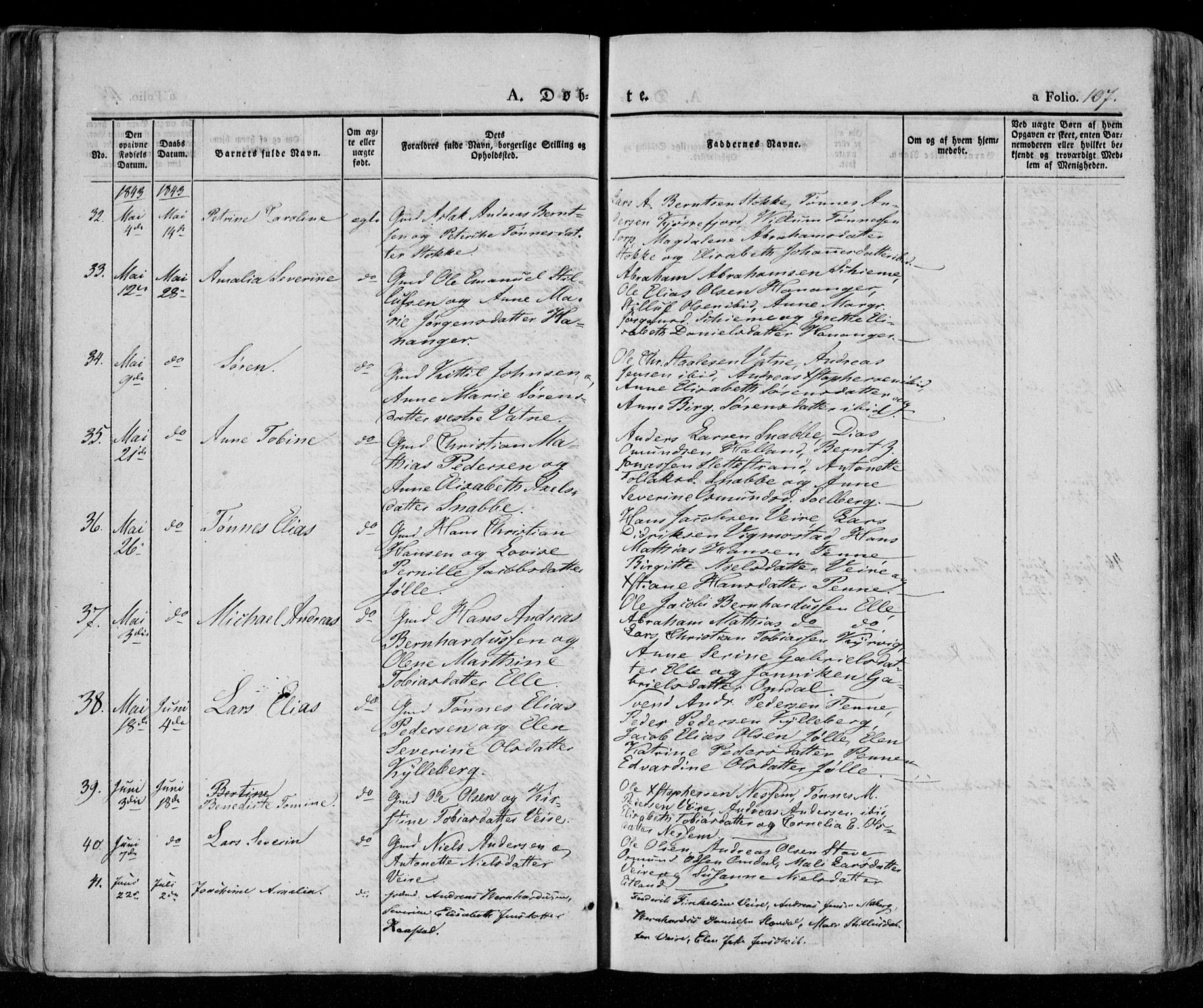 Lista sokneprestkontor, AV/SAK-1111-0027/F/Fa/L0009: Parish register (official) no. A 9, 1835-1846, p. 107