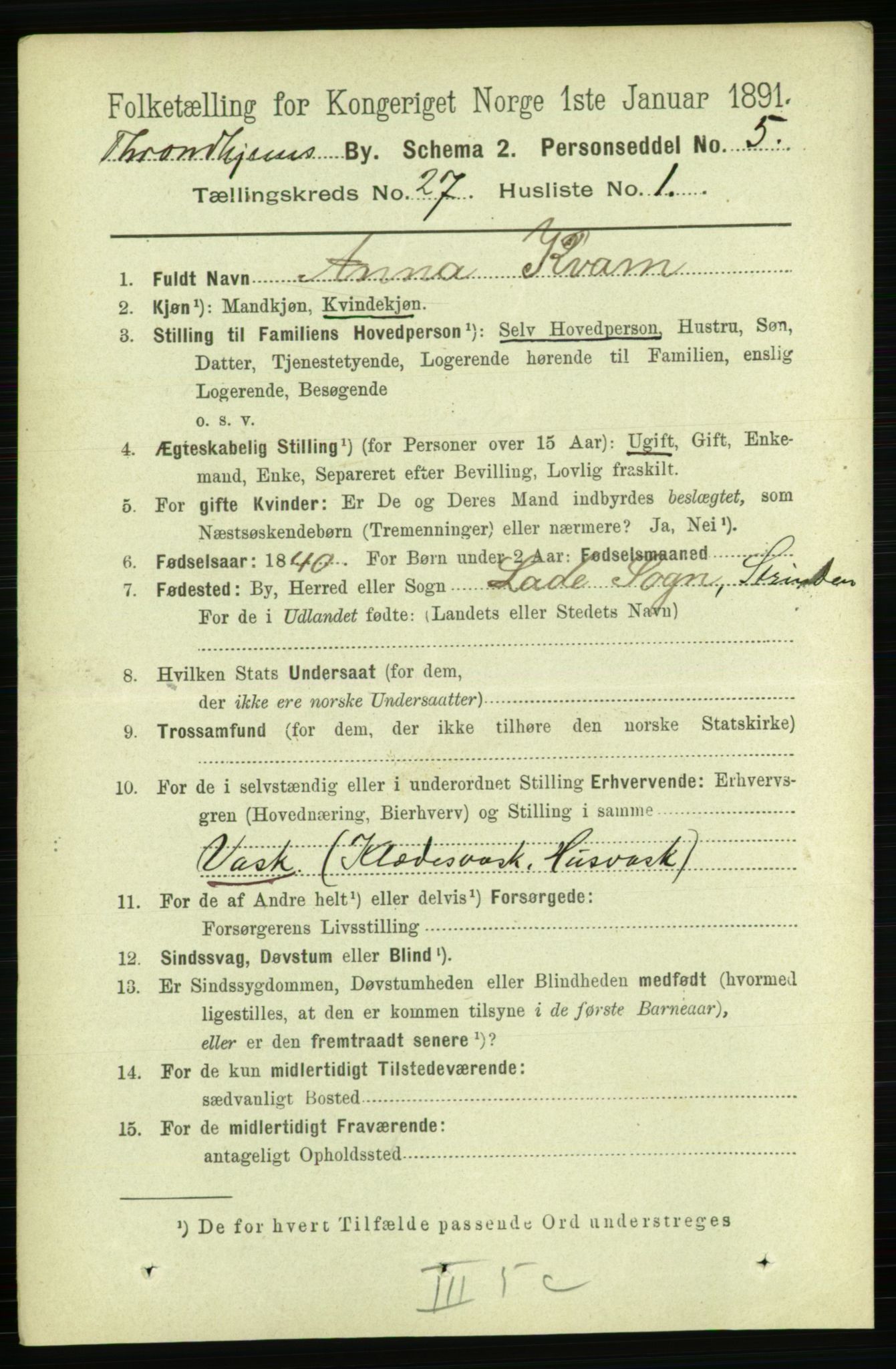 RA, 1891 census for 1601 Trondheim, 1891, p. 20245