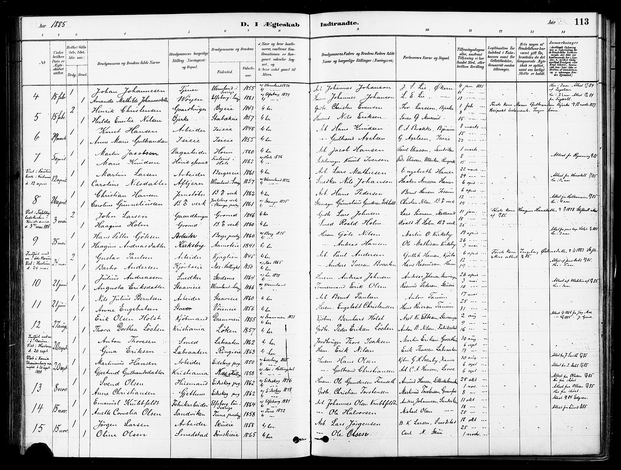 Asker prestekontor Kirkebøker, SAO/A-10256a/F/Fb/L0002: Parish register (official) no. II 2, 1879-1921, p. 113