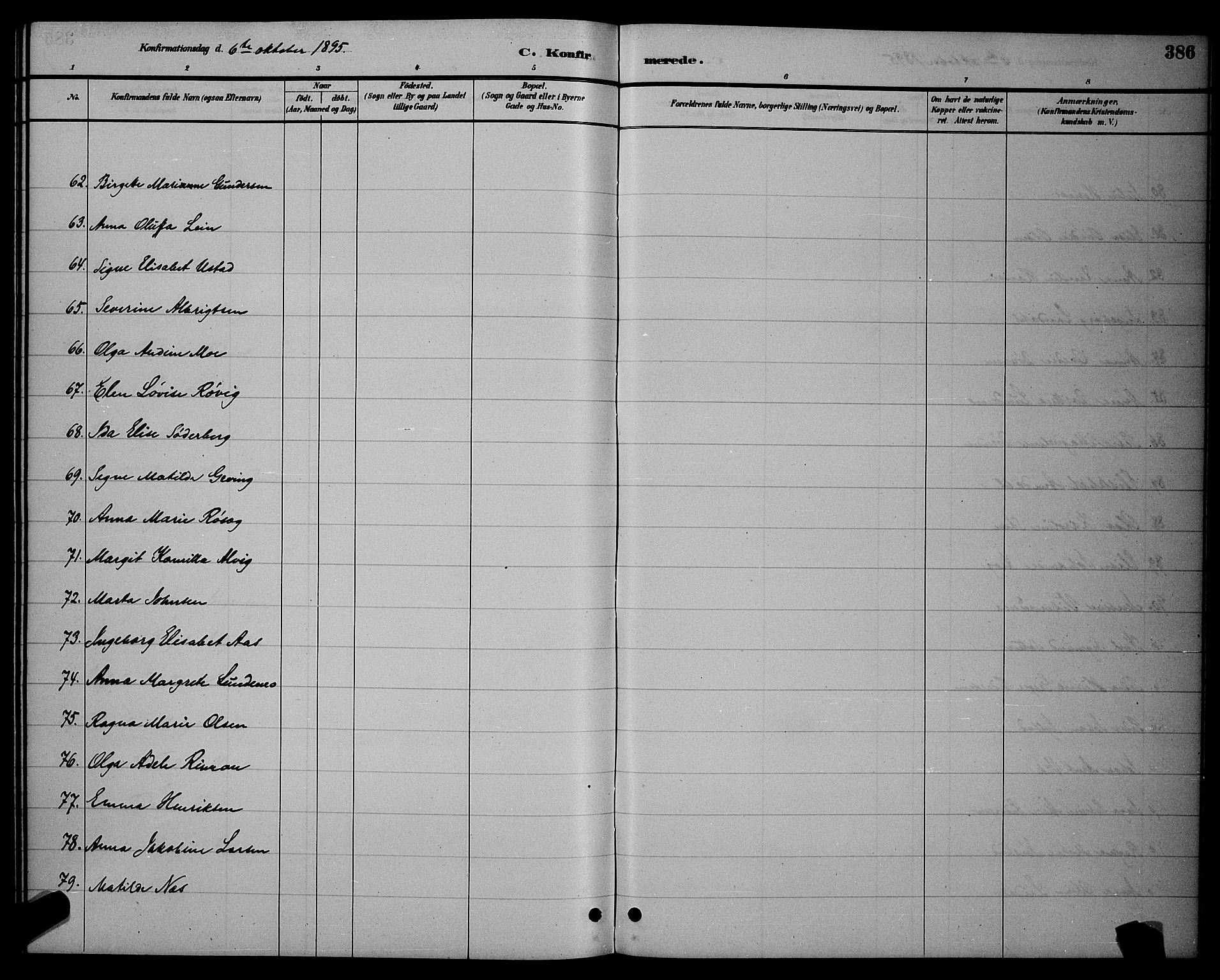 Ministerialprotokoller, klokkerbøker og fødselsregistre - Sør-Trøndelag, AV/SAT-A-1456/604/L0222: Parish register (copy) no. 604C05, 1886-1895, p. 386