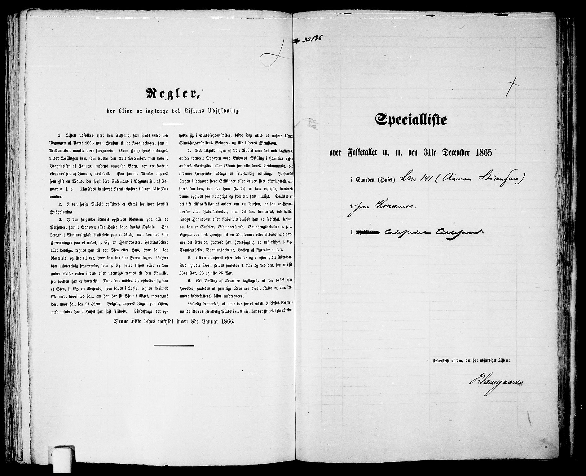 RA, 1865 census for Vestre Moland/Lillesand, 1865, p. 281